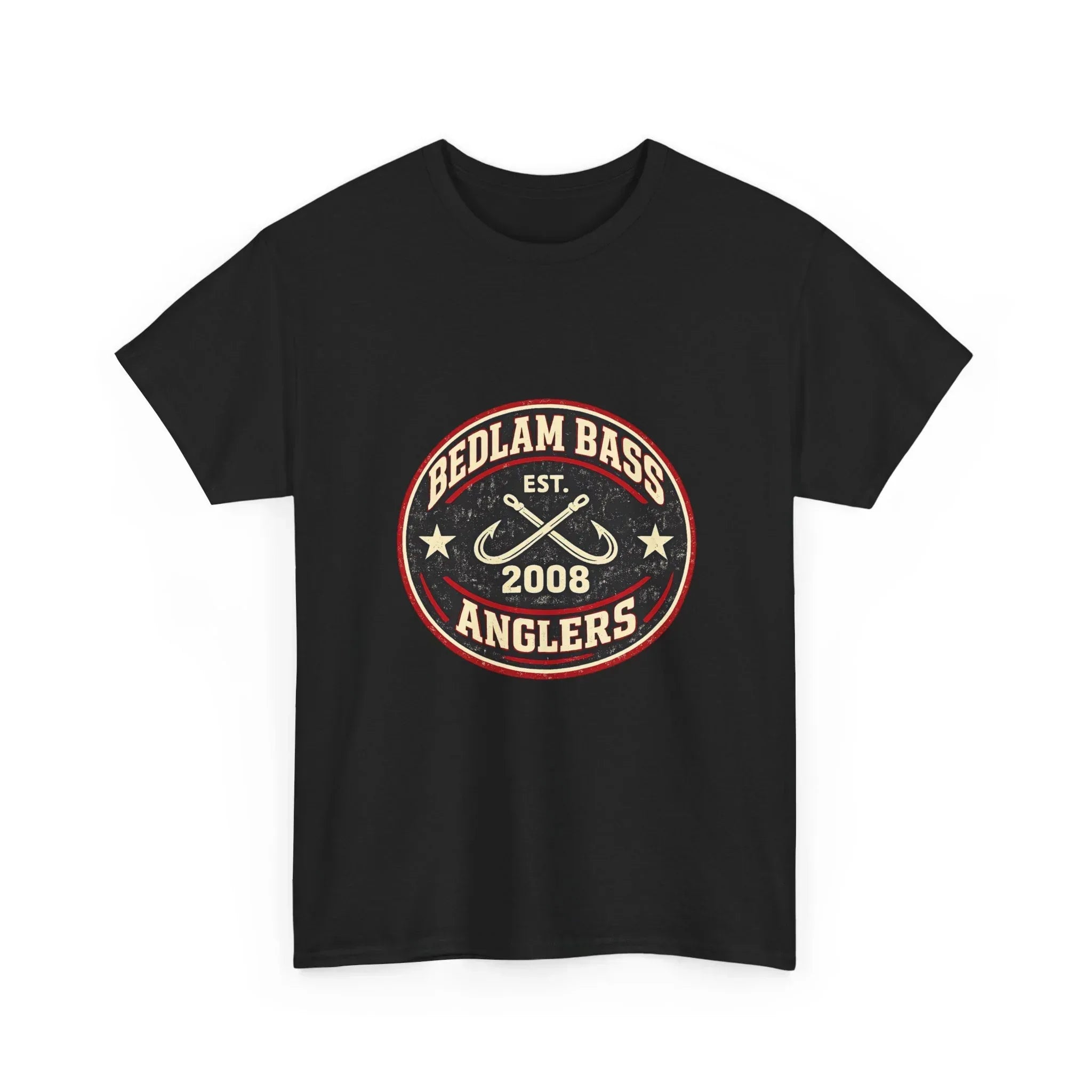 Bass Anglers T-Shirt — "Bedlam Bass Anglers Est. 2008" Vintage Fishing Tee