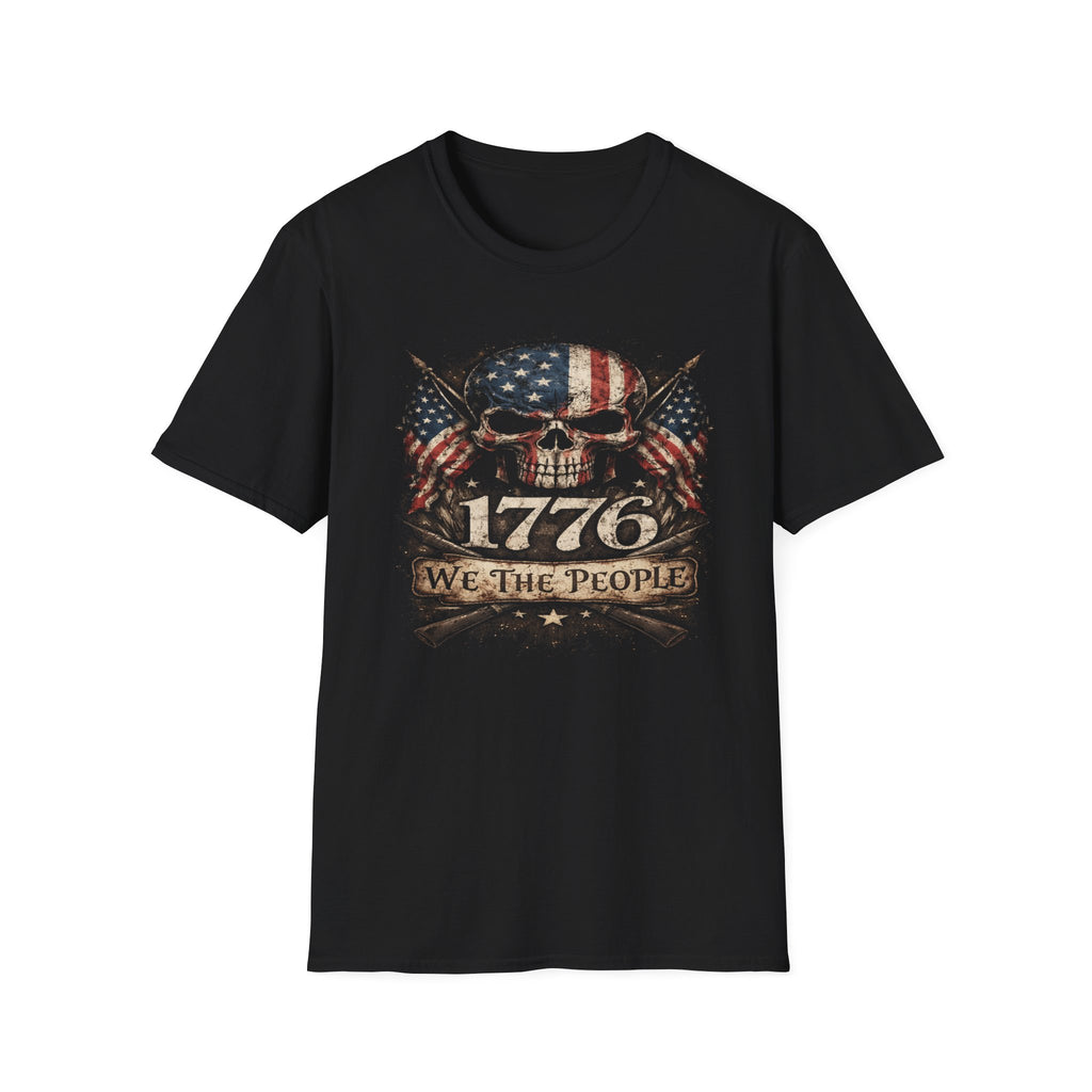 1776 American Flag Skull T-Shirt — “We The People” Patriotic Tee