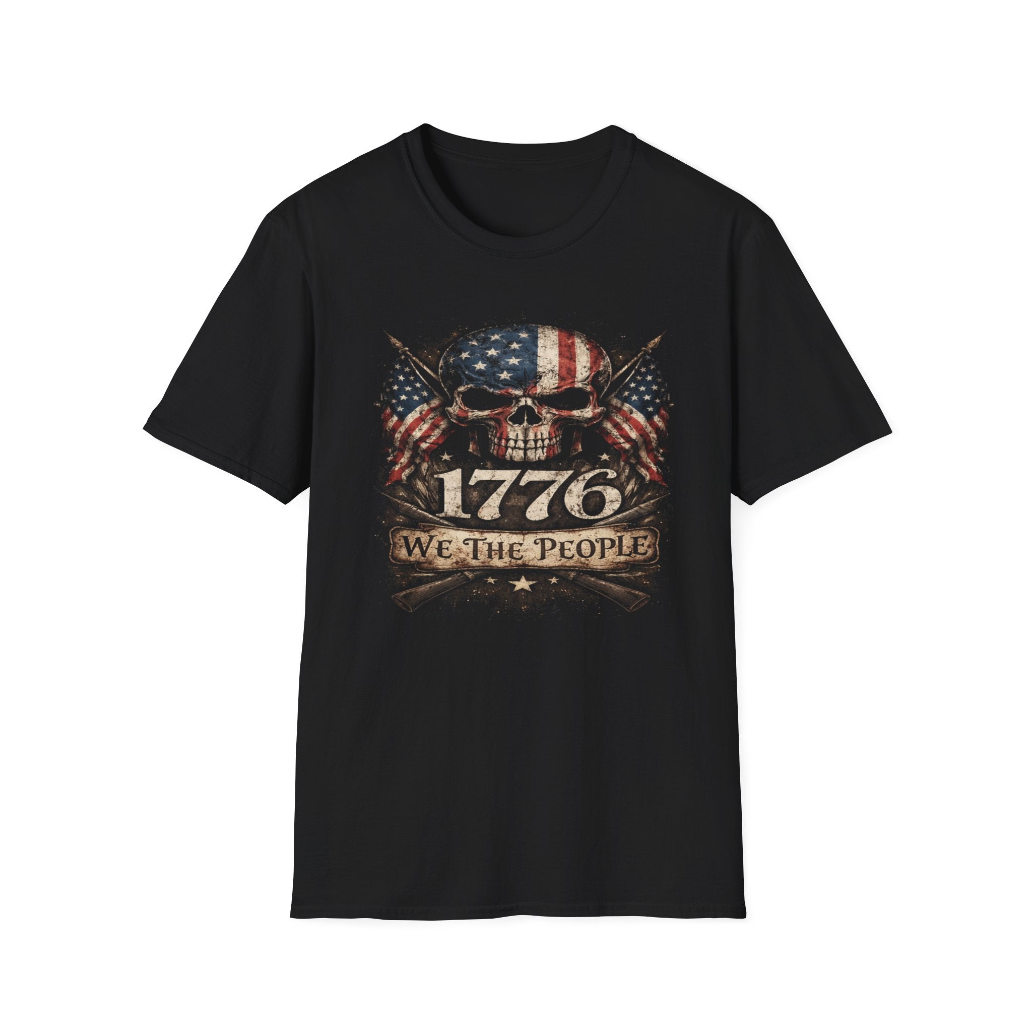 1776 American Flag Skull T-Shirt — “We The People” Patriotic Tee
