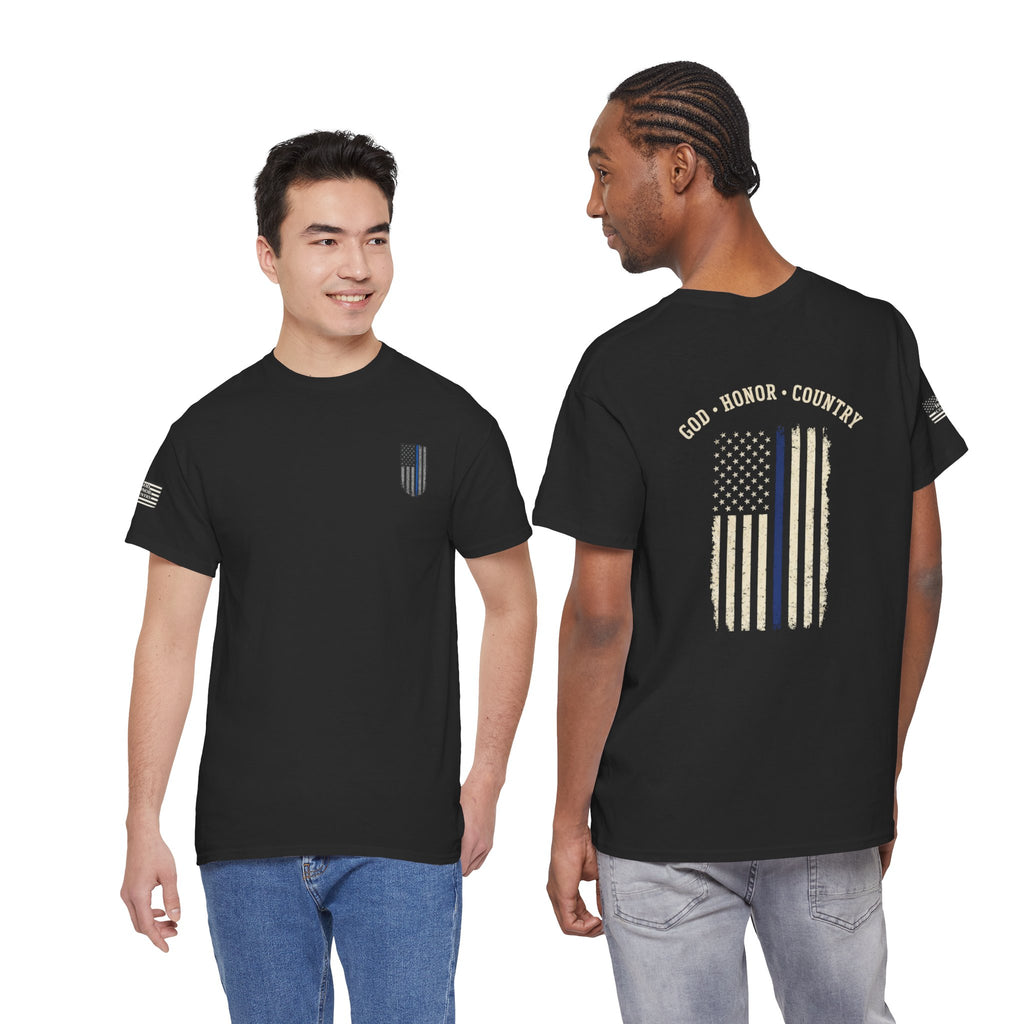 God • Honor • Country Thin Blue Line Flag T‑Shirt