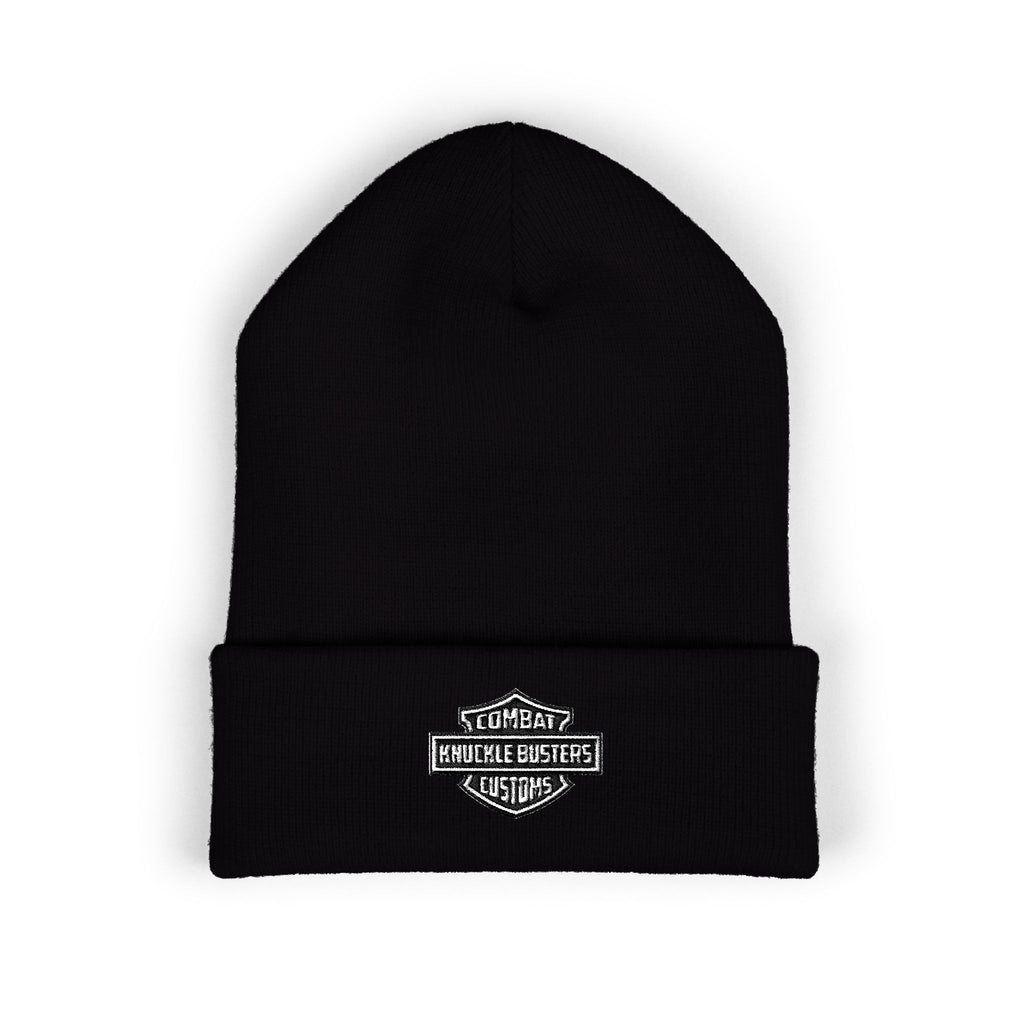 Embroidered Classic Cuffed Beanie – Vintage Shield Logo Knit Hat