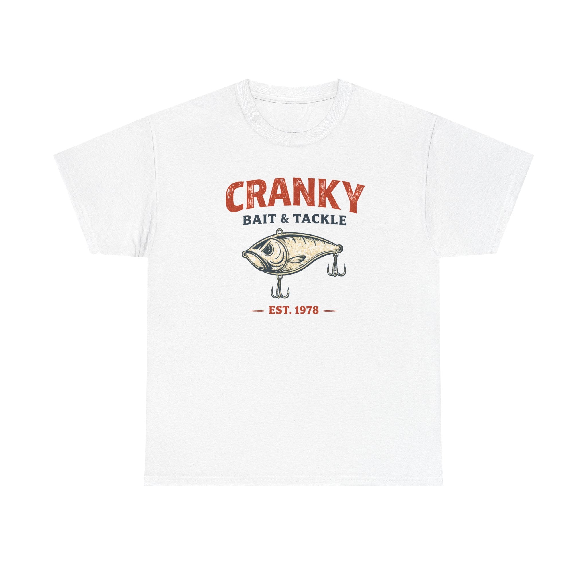 Cranky Bait & Tackle Fishing T‑Shirt – Vintage Lure Graphic, Est. 1978