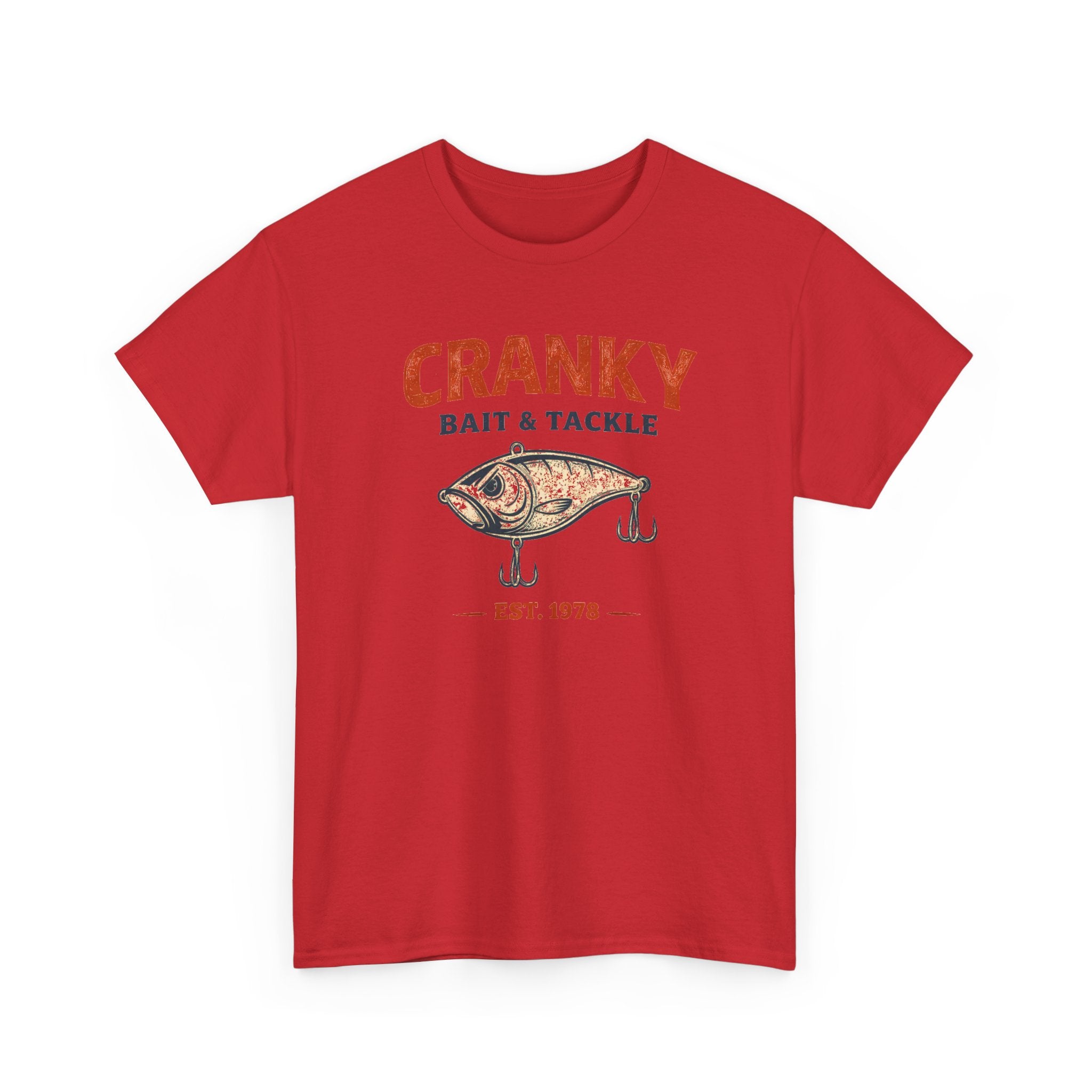 Cranky Bait & Tackle Fishing T‑Shirt – Vintage Lure Graphic, Est. 1978