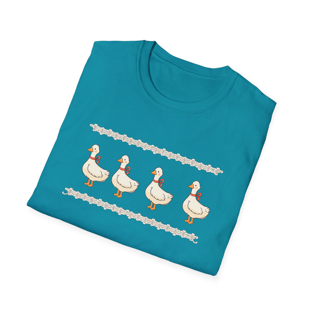 Cute Duck Row Graphic T-Shirt — Whimsical Farm Animal Tee