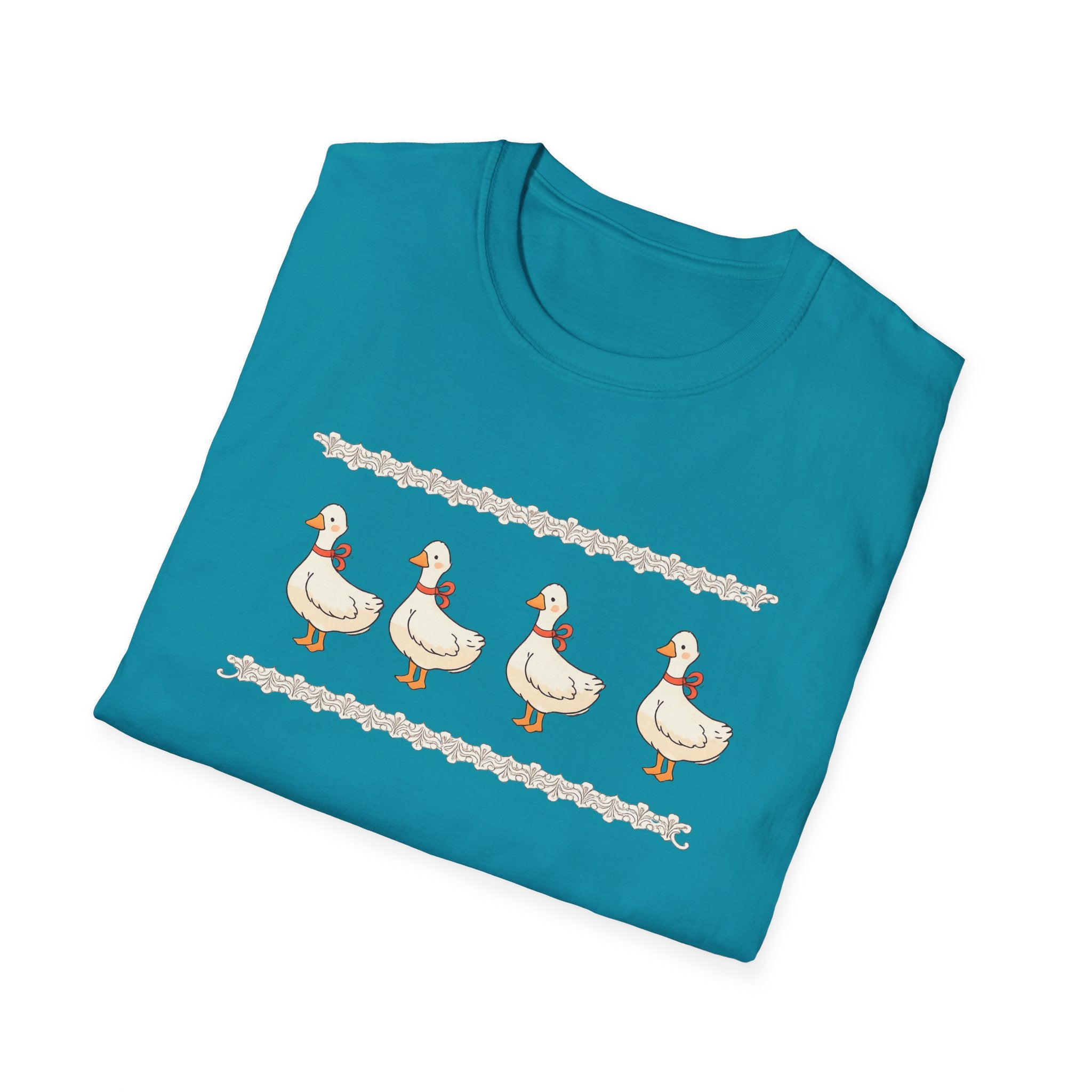 Cute Duck Row Graphic T-Shirt — Whimsical Farm Animal Tee