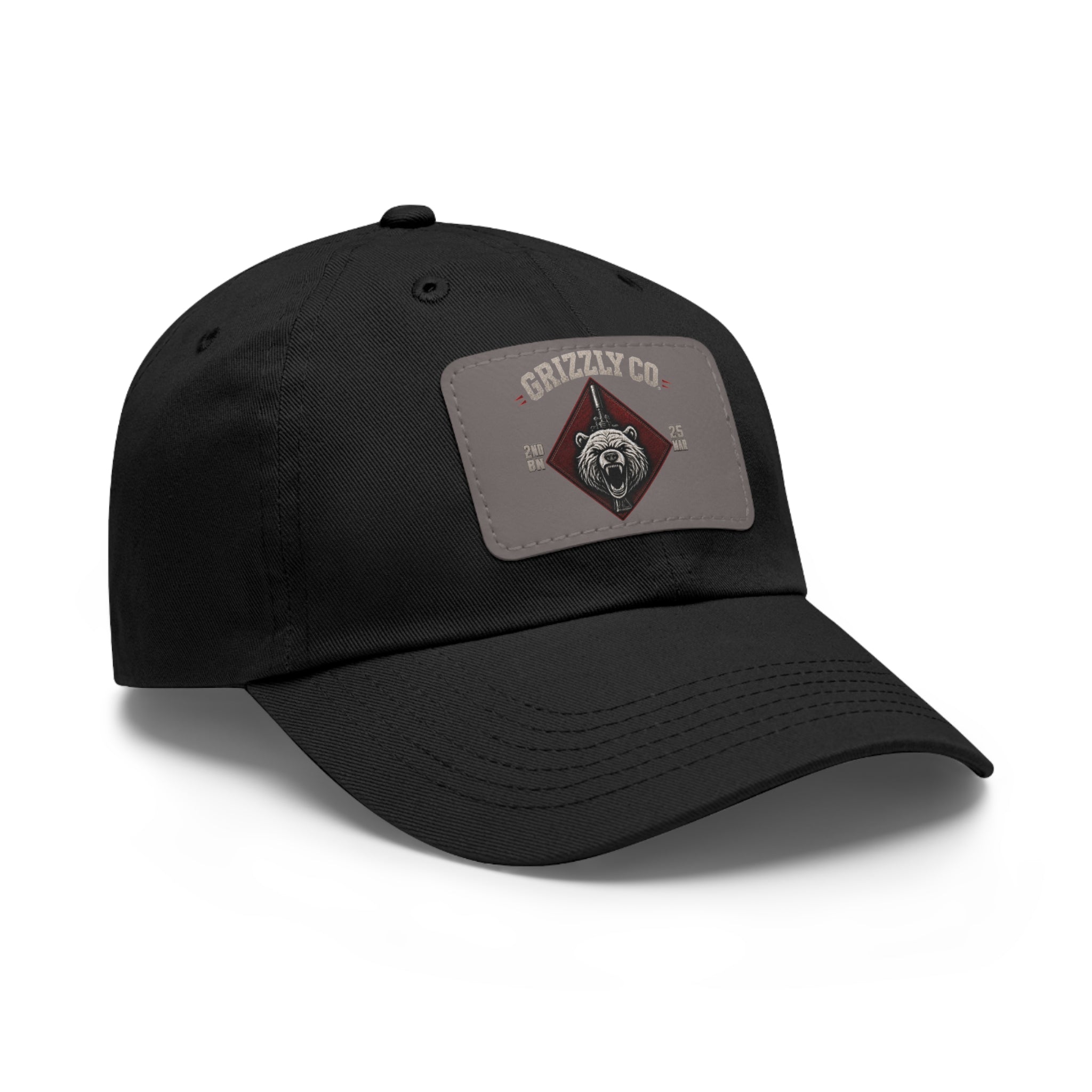 Bear Logo Leather Patch Dad Hat — Vintage Outdoor Cap