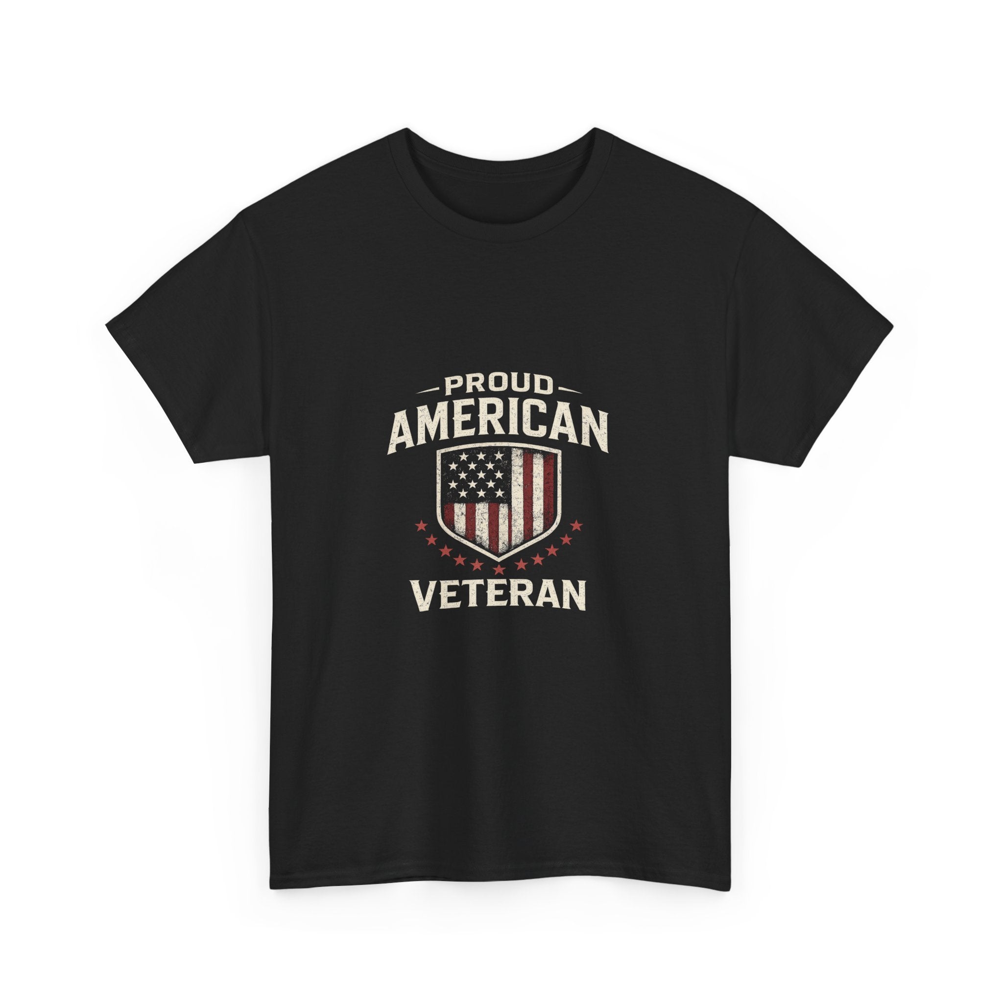 Proud American Veteran T-Shirt — Flag Shield Military Tribute Tee