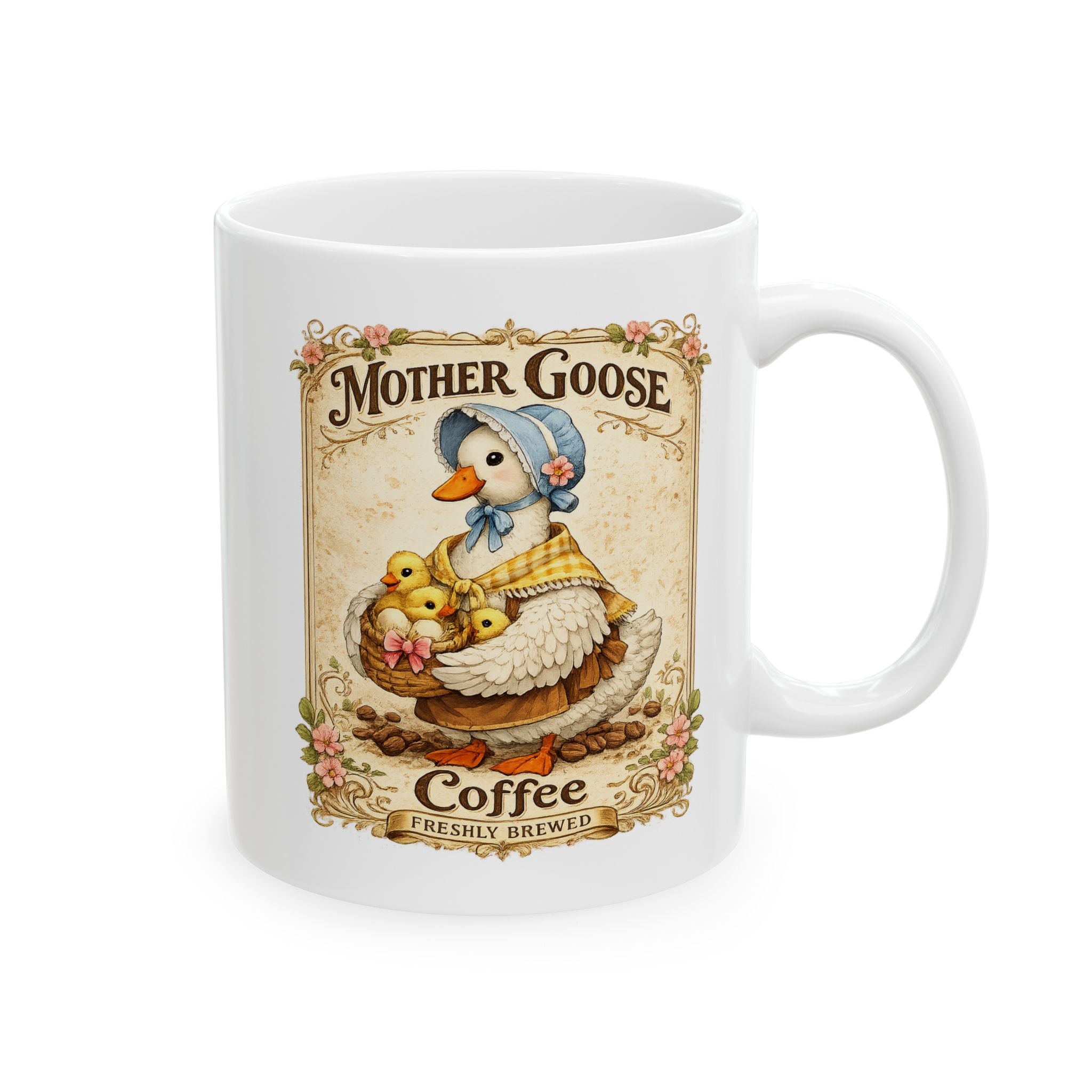 Vintage Floral 'My House' Ceramic Mug — Rustic Cottage Coffee Cup (11oz, 15oz)