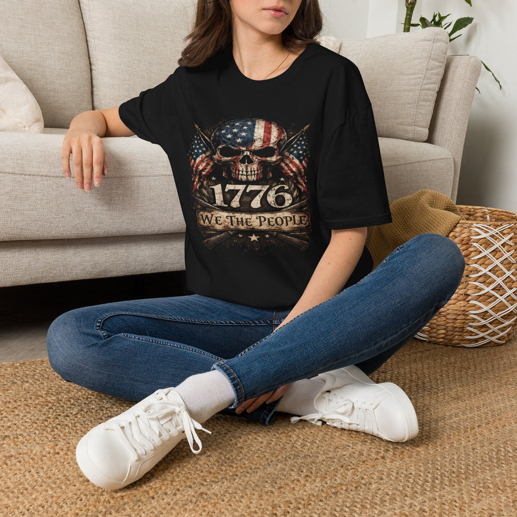 1776 American Flag Skull T-Shirt — “We The People” Patriotic Tee