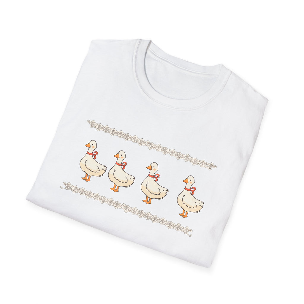 Cute Duck Row Graphic T-Shirt — Whimsical Farm Animal Tee