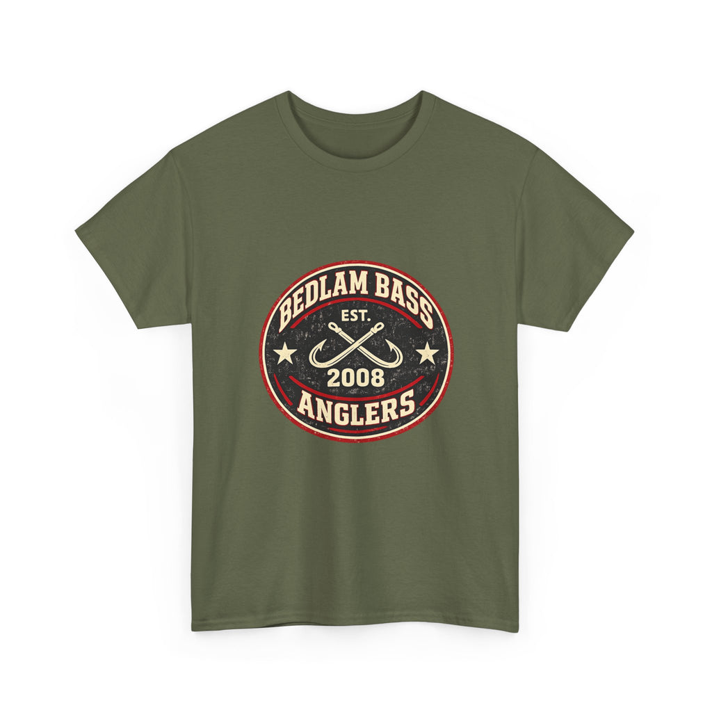 Bass Anglers T-Shirt — "Bedlam Bass Anglers Est. 2008" Vintage Fishing Tee
