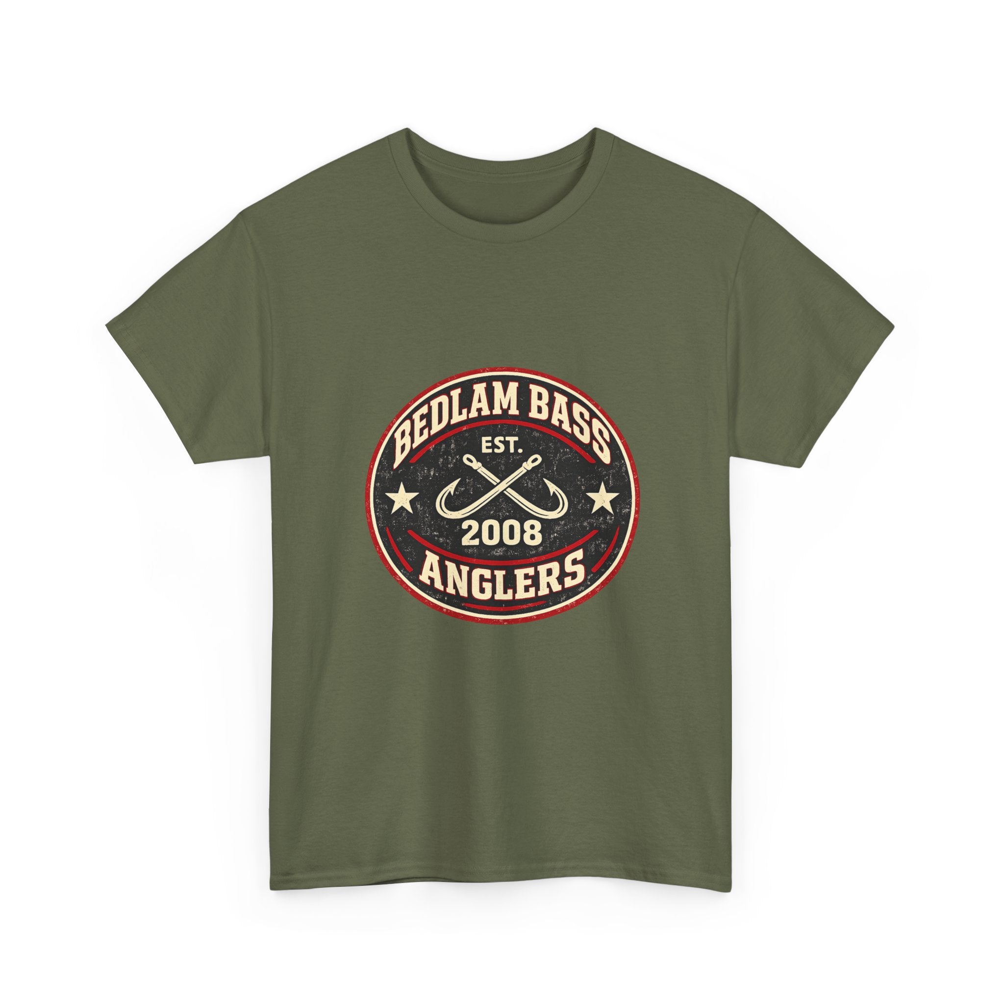 Bass Anglers T-Shirt — "Bedlam Bass Anglers Est. 2008" Vintage Fishing Tee