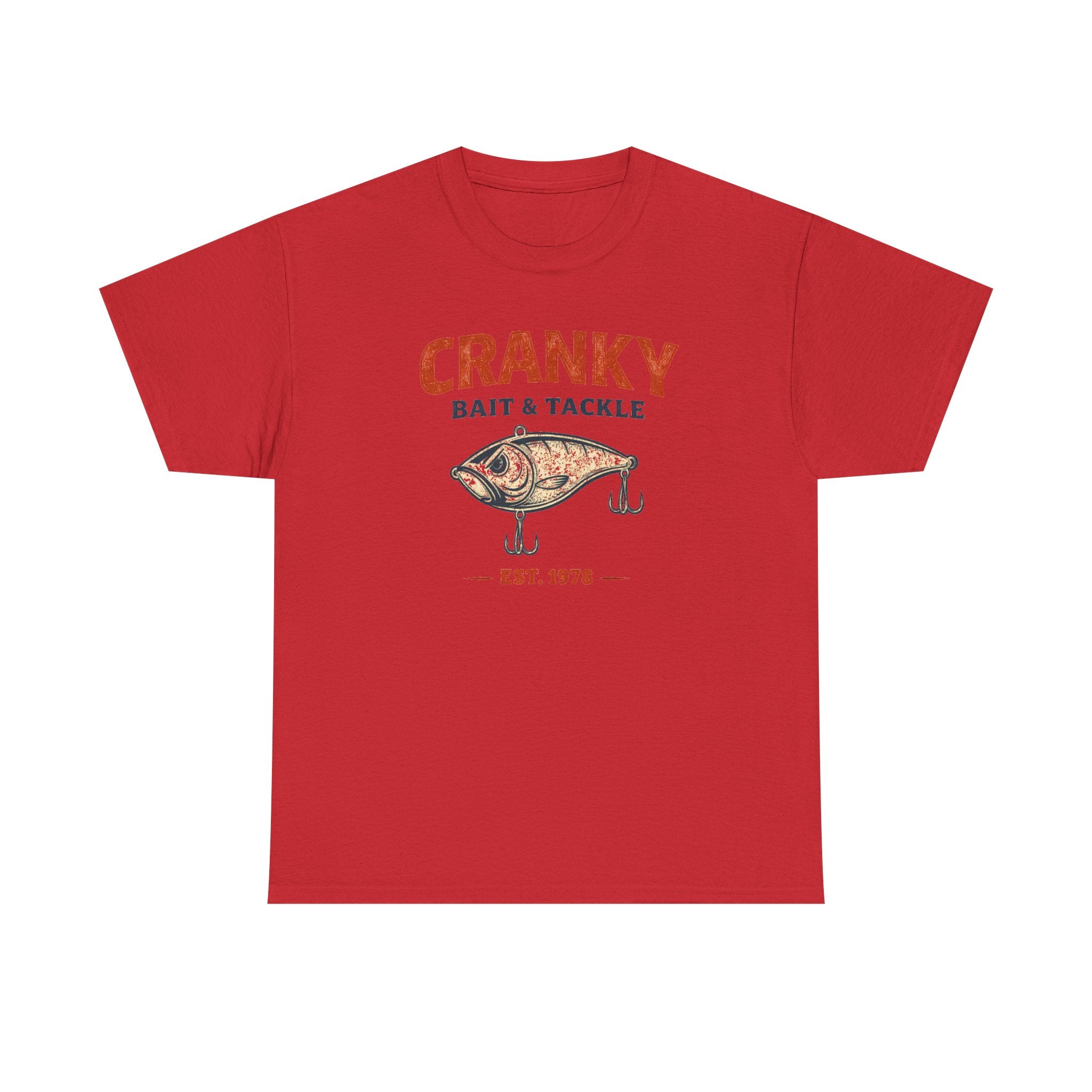 Cranky Bait & Tackle Fishing T‑Shirt – Vintage Lure Graphic, Est. 1978