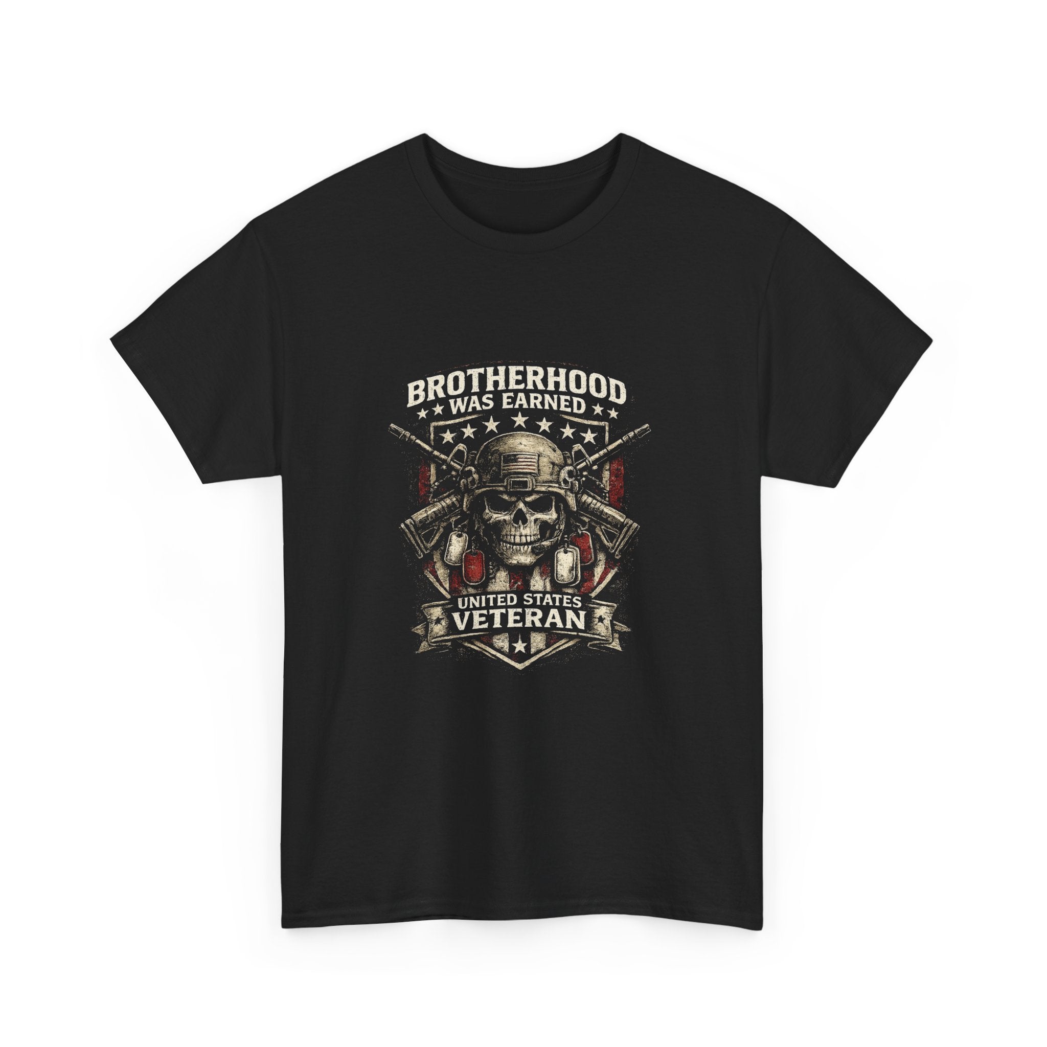 Veteran Brotherhood T-Shirt — "Brotherhood Was Earned" Military Skull Tee