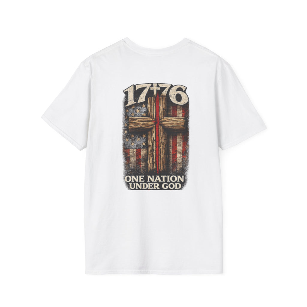 1776 One Nation Under God T-Shirt — American Flag Cross Patriotic Tee