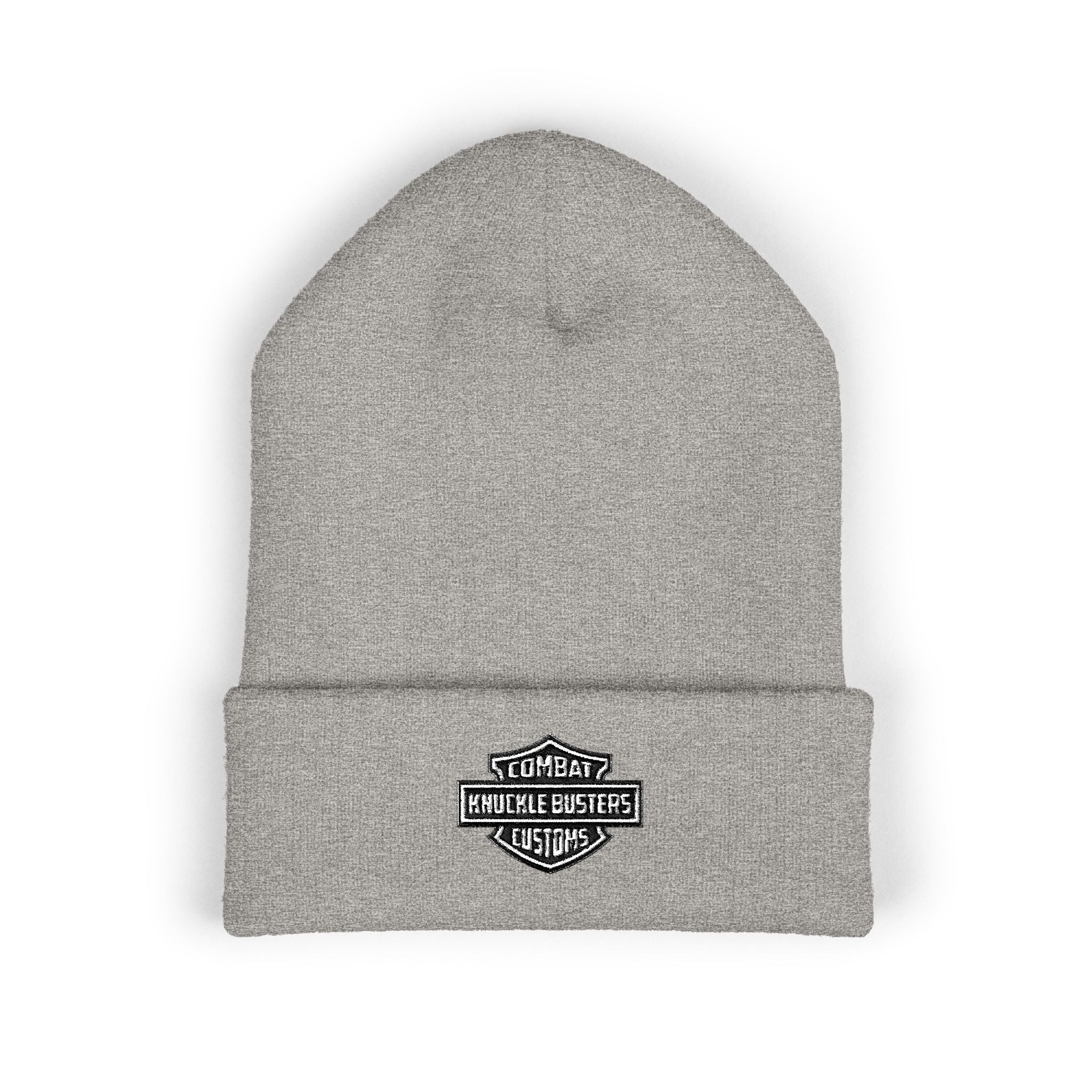 Embroidered Classic Cuffed Beanie – Vintage Shield Logo Knit Hat