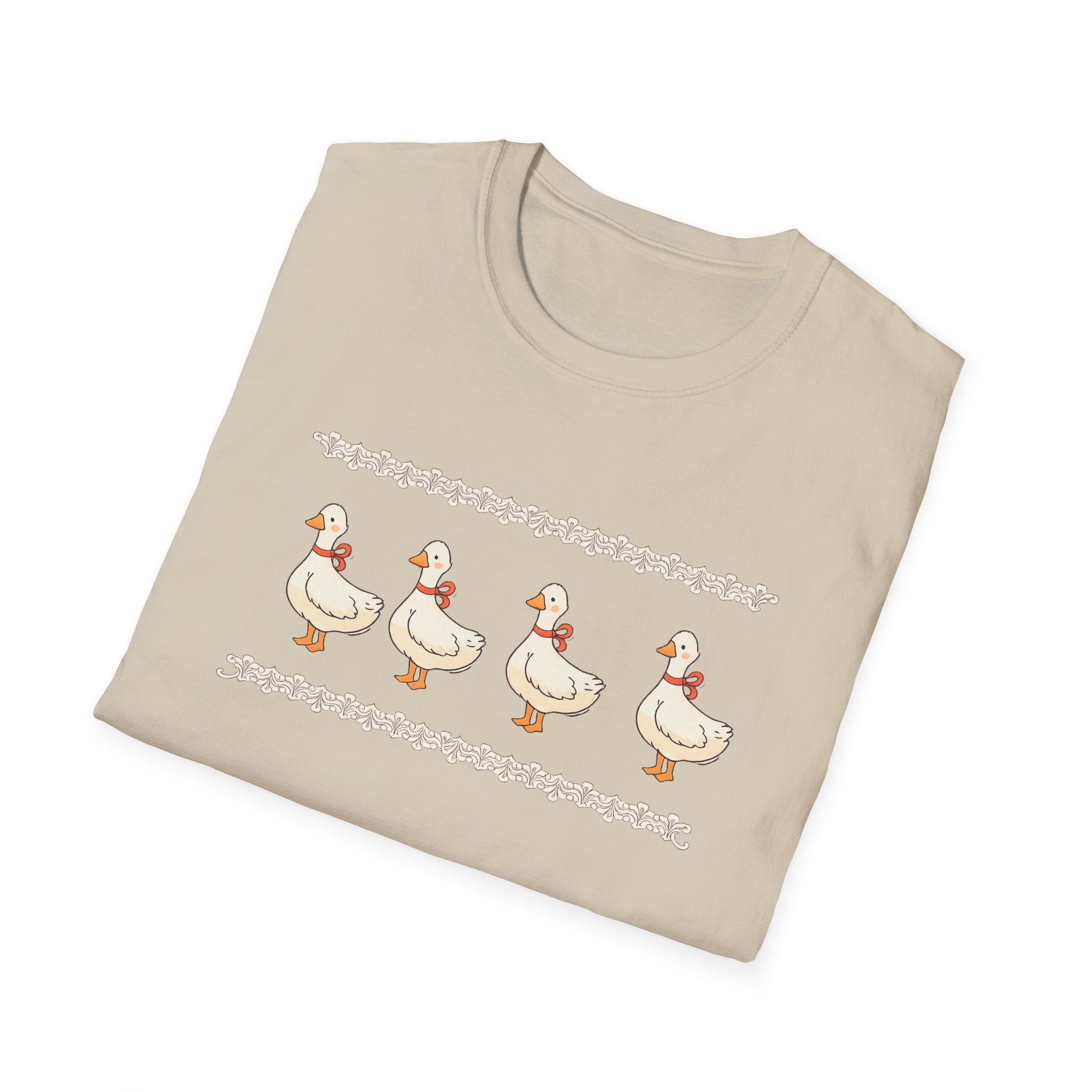 Cute Duck Row Graphic T-Shirt — Whimsical Farm Animal Tee