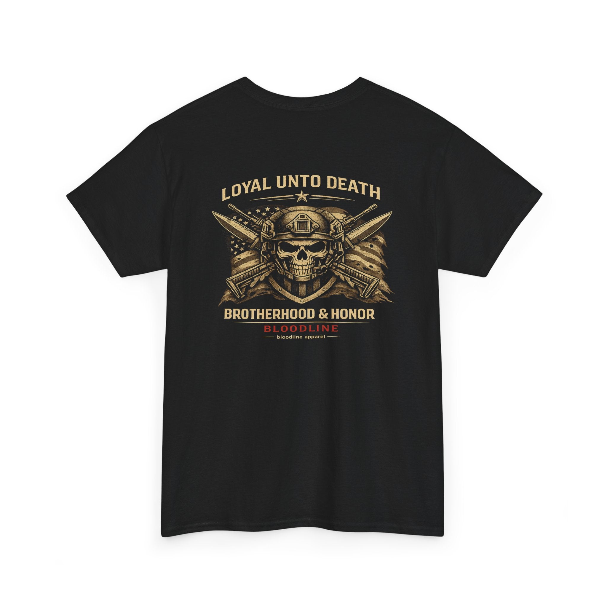 Loyal Unto Death Military Skull Tee — Brotherhood & Honor "Bloodline" Graphic T-Shirt
