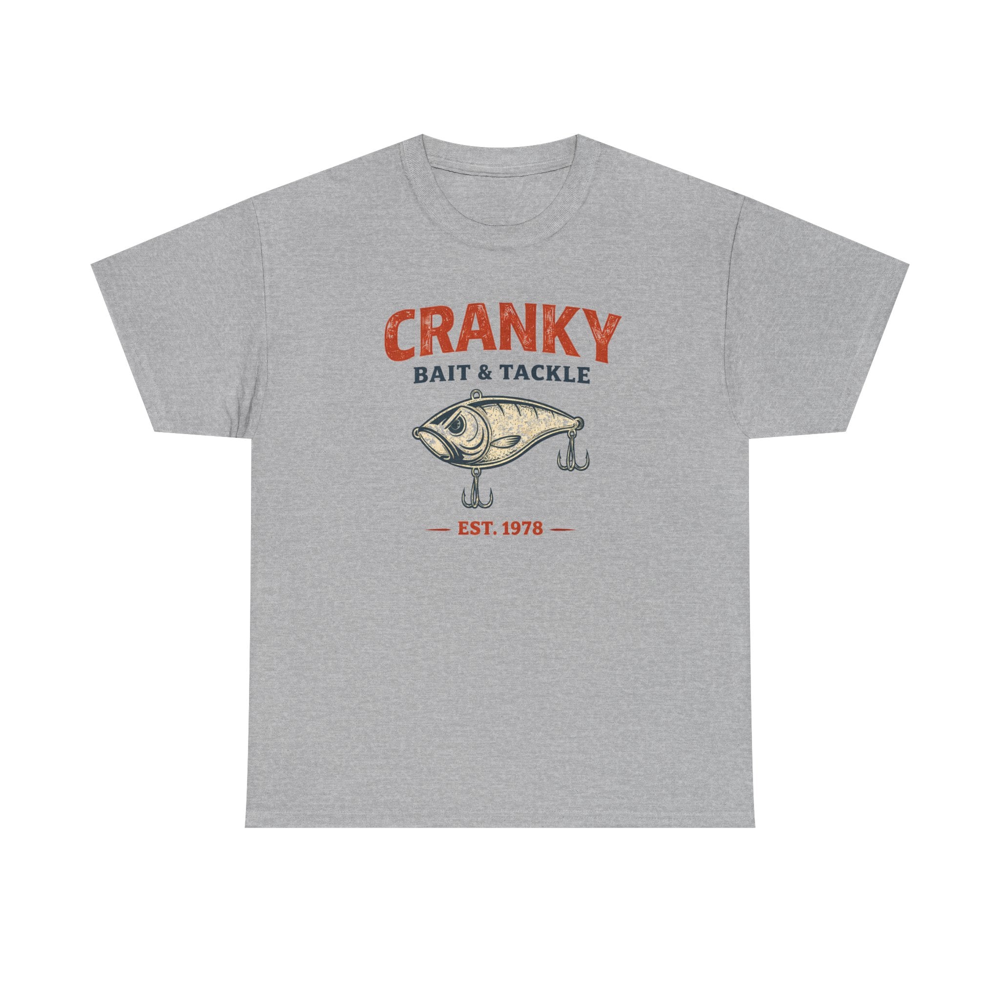 Cranky Bait & Tackle Fishing T‑Shirt – Vintage Lure Graphic, Est. 1978