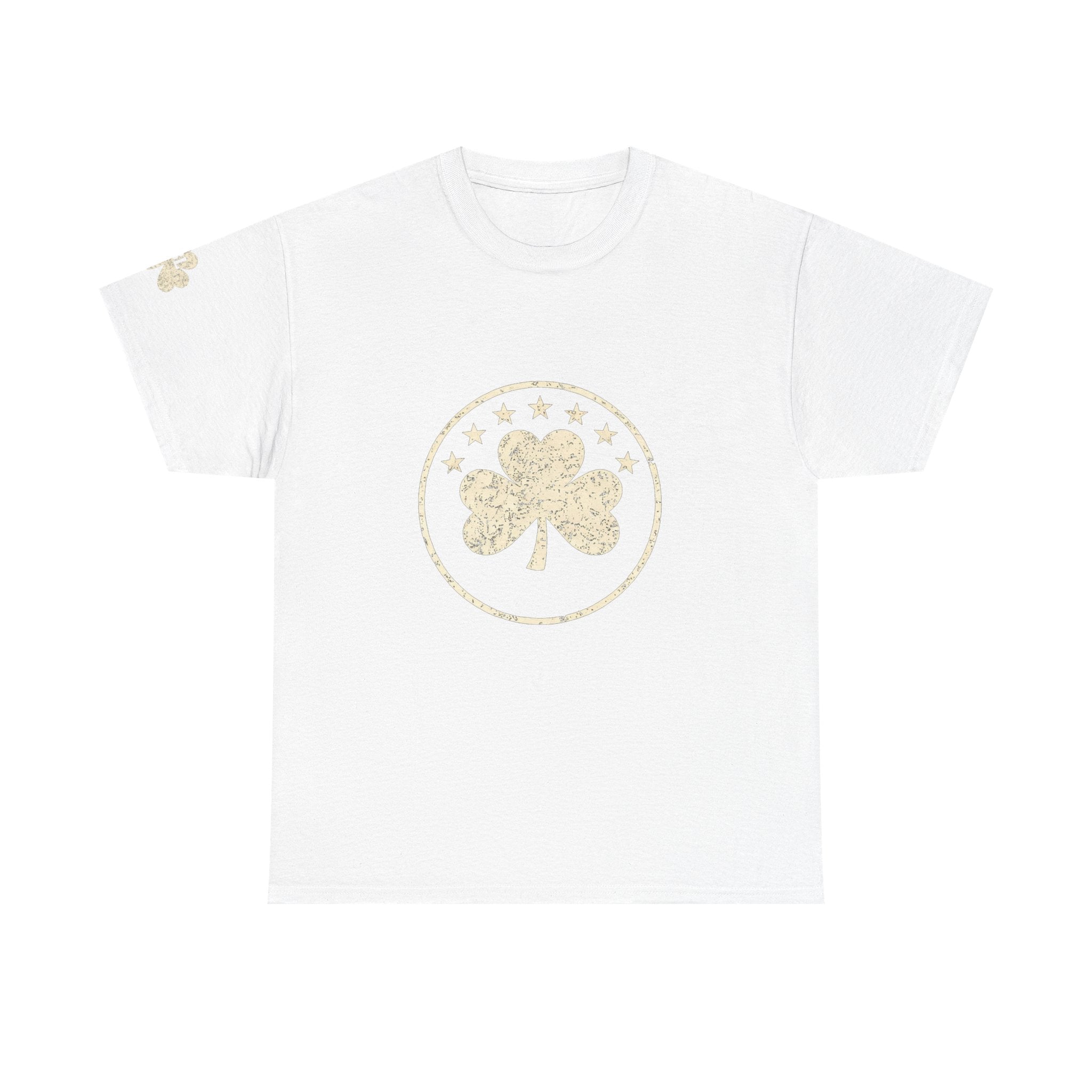 Saint Patrick’s Day Shamrock Tee — Gold Glitter Clover T-Shirt