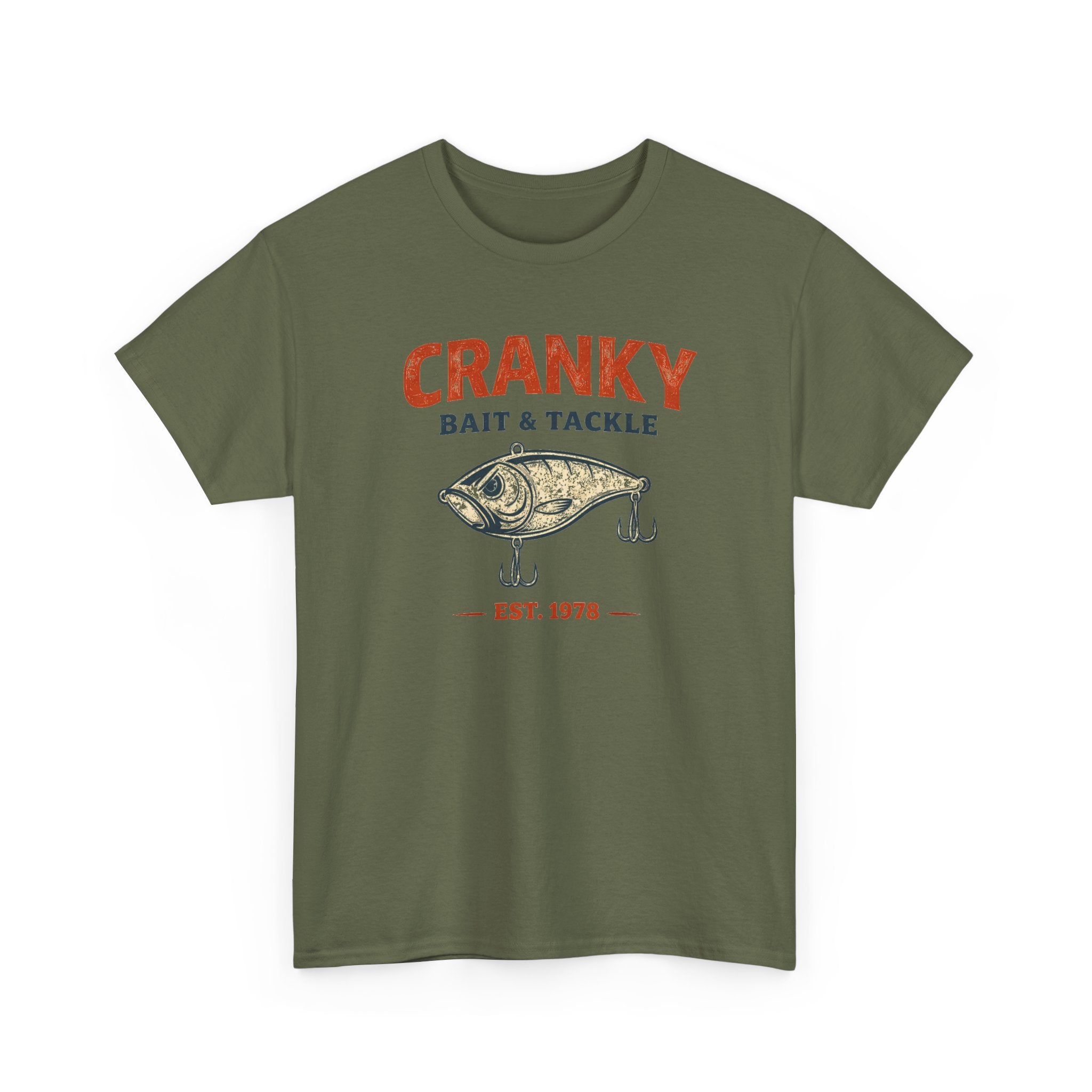 Cranky Bait & Tackle Fishing T‑Shirt – Vintage Lure Graphic, Est. 1978