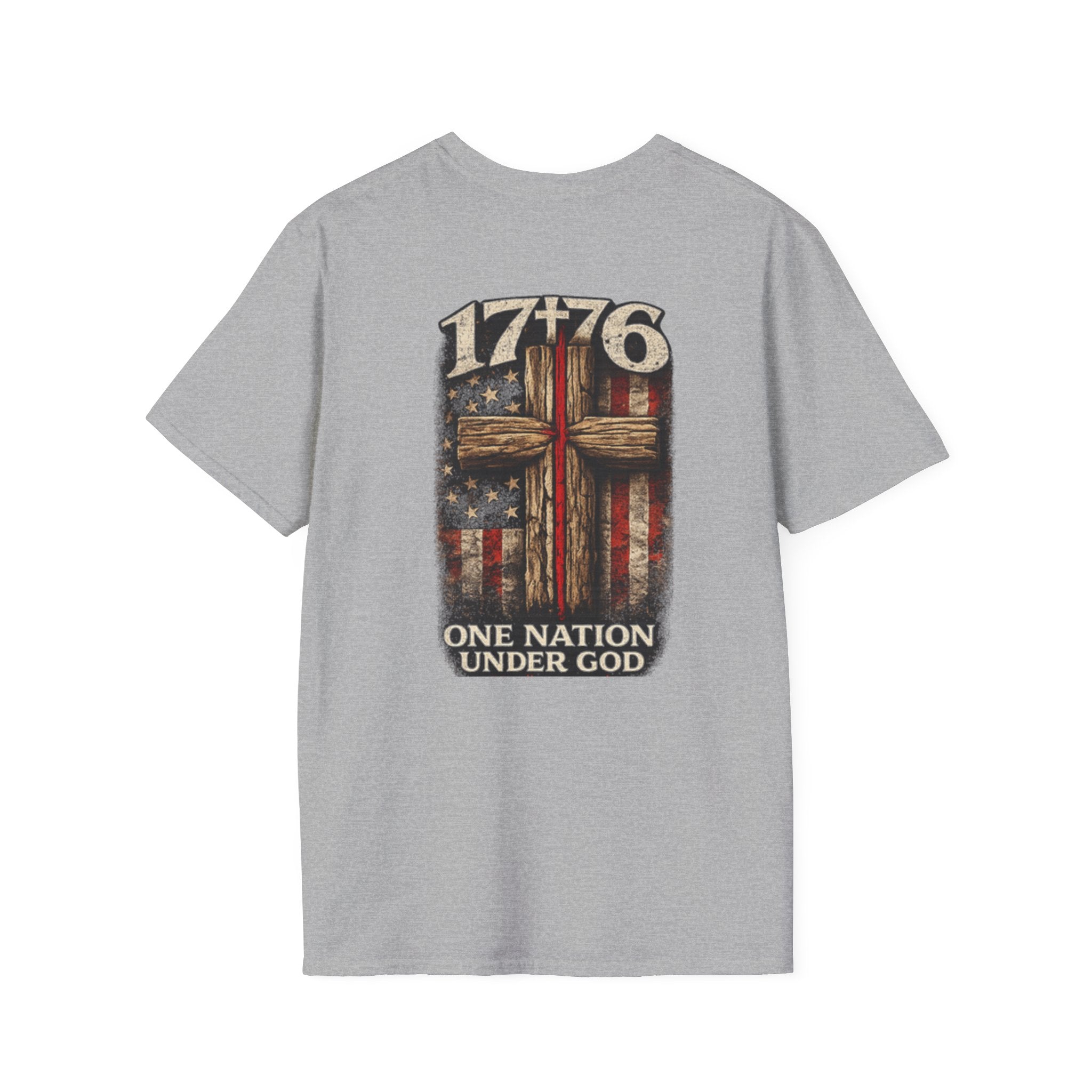 1776 One Nation Under God T-Shirt — American Flag Cross Patriotic Tee