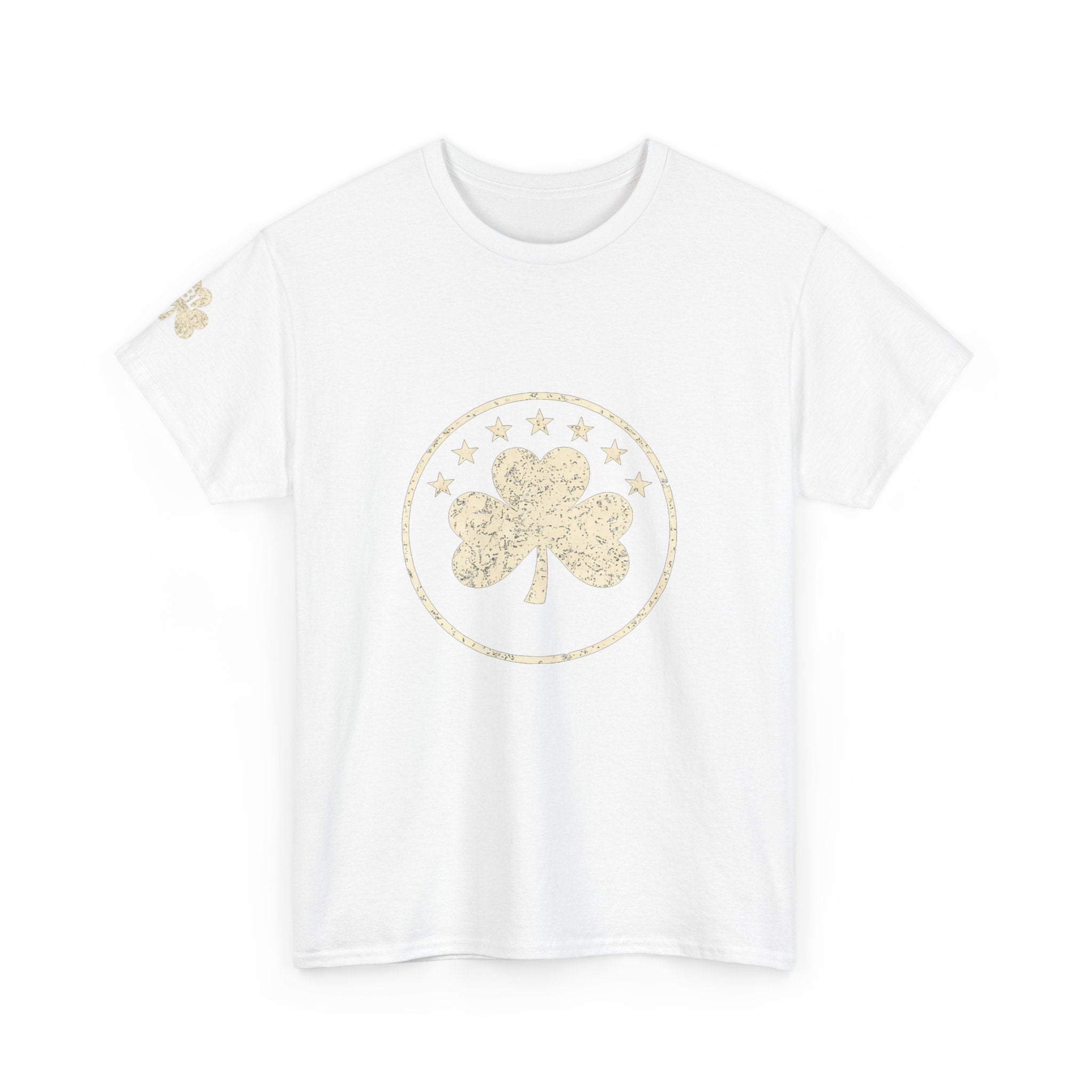 Saint Patrick’s Day Shamrock Tee — Gold Glitter Clover T-Shirt