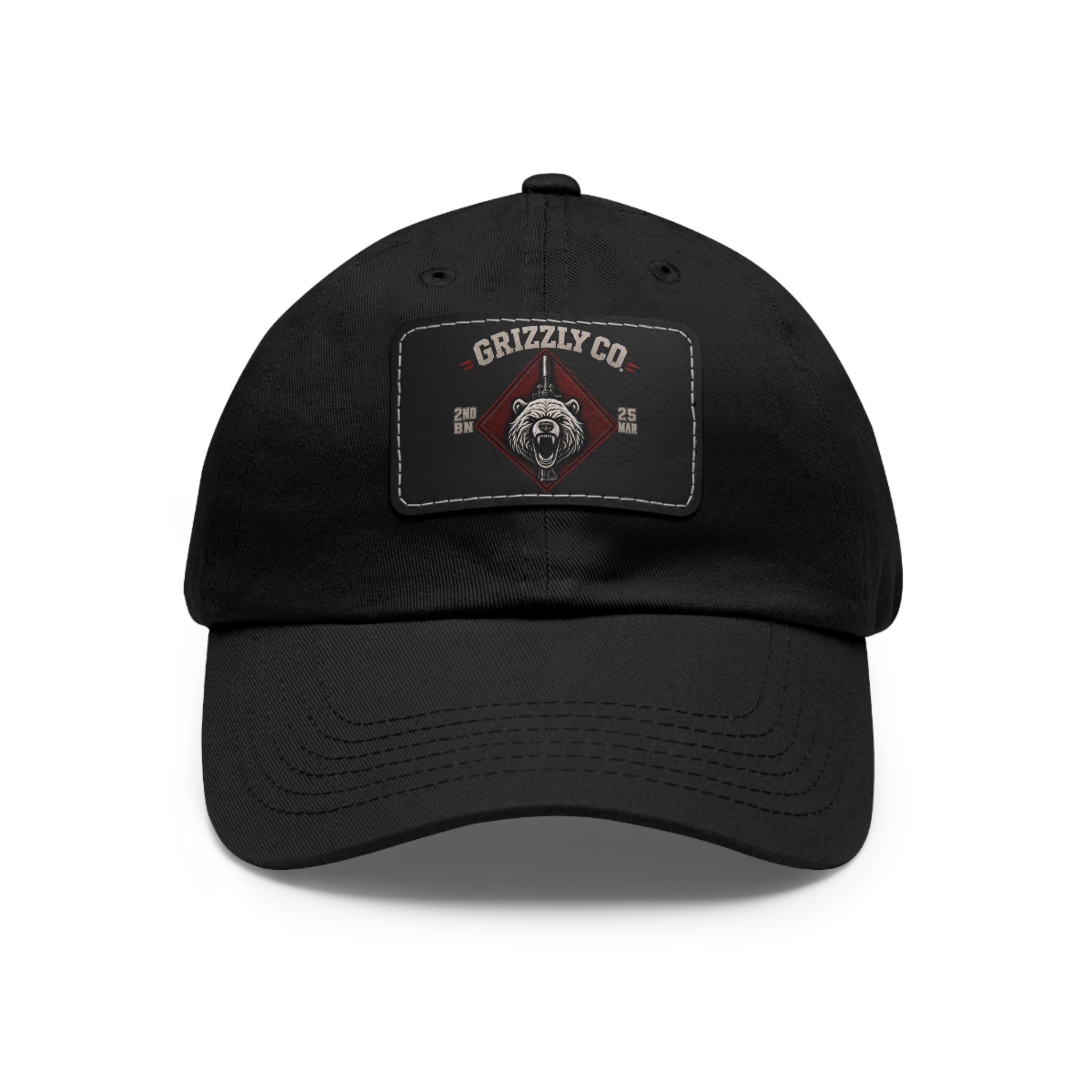Bear Logo Leather Patch Dad Hat — Vintage Outdoor Cap