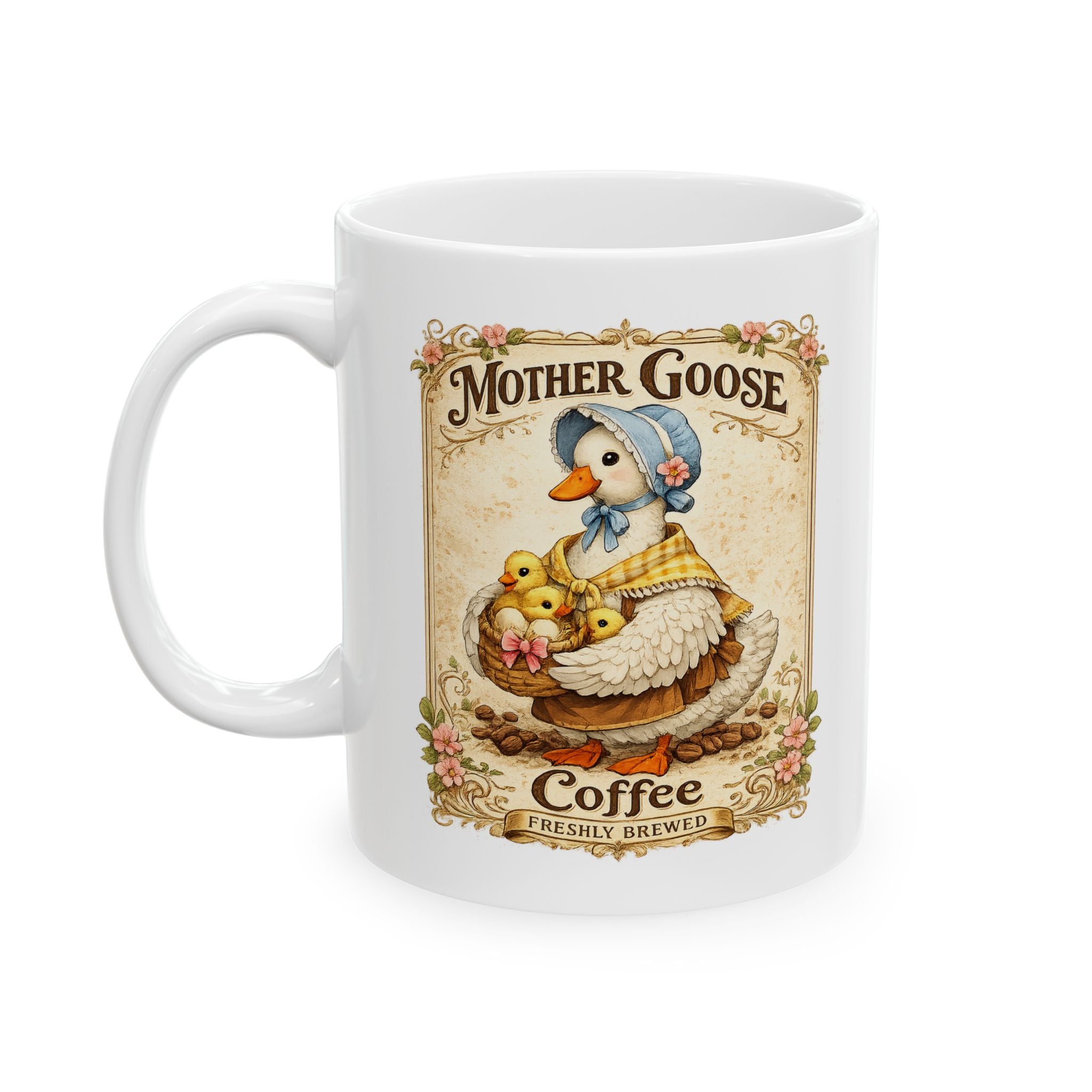 Vintage Floral 'My House' Ceramic Mug — Rustic Cottage Coffee Cup (11oz, 15oz)