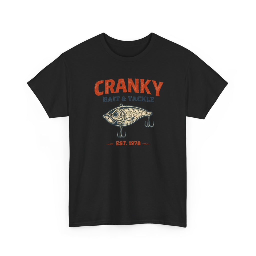 Cranky Bait & Tackle Fishing T‑Shirt – Vintage Lure Graphic, Est. 1978