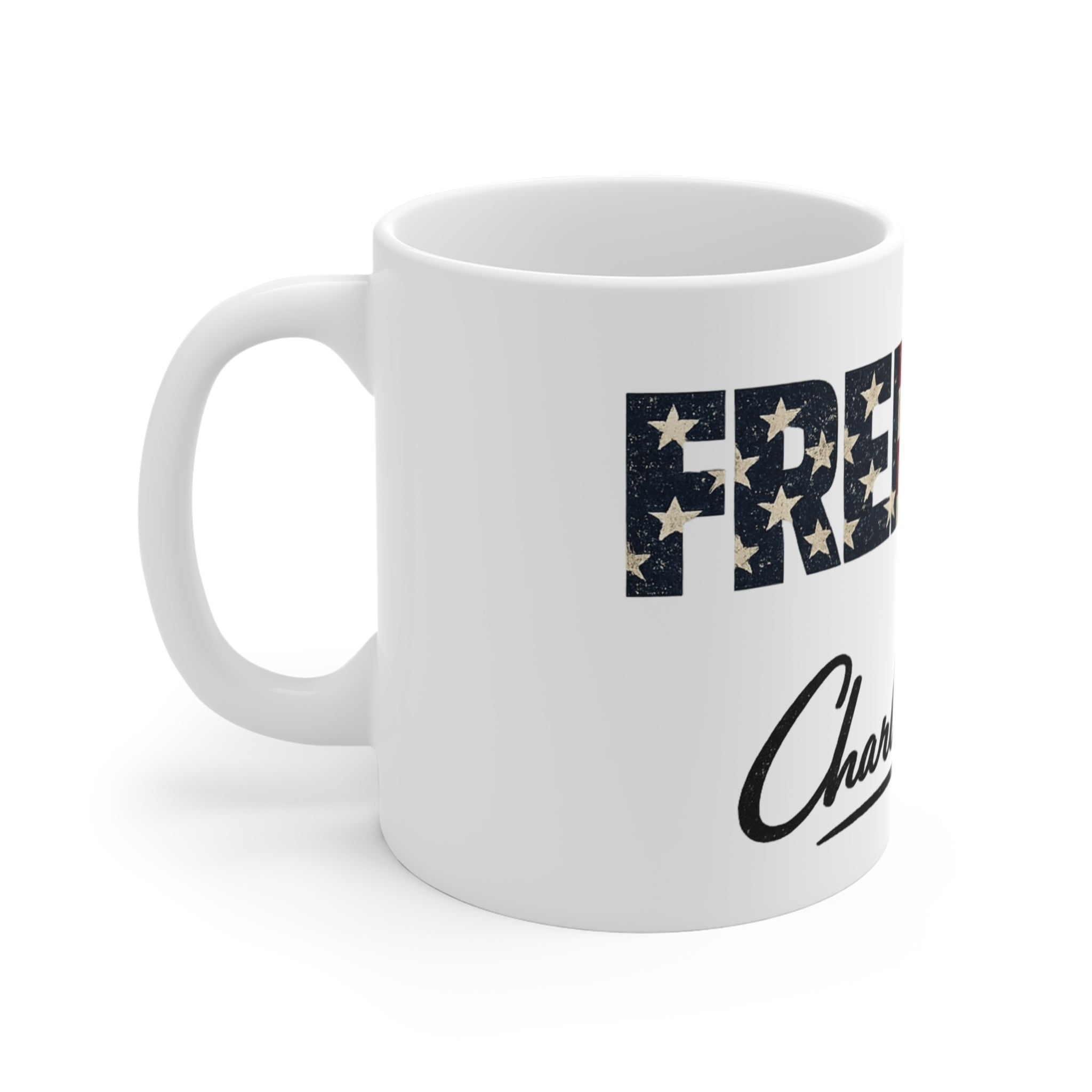 Freedom USA Flag 11oz Mug — "Charlie Kirk" Signature Coffee Cup