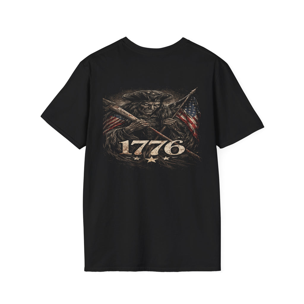 1776 Patriot T-Shirt — Vintage American Flag Revolutionary Design