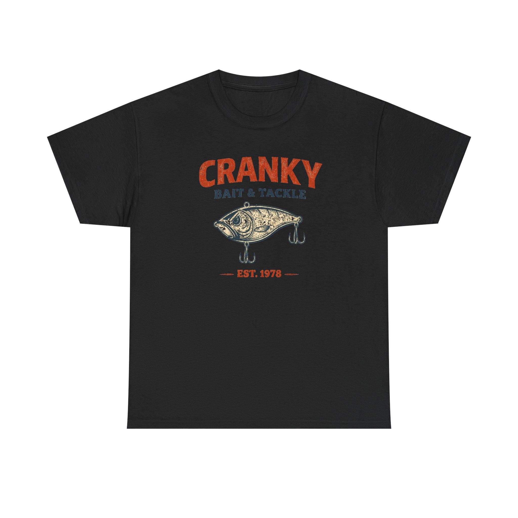 Cranky Bait & Tackle Fishing T‑Shirt – Vintage Lure Graphic, Est. 1978