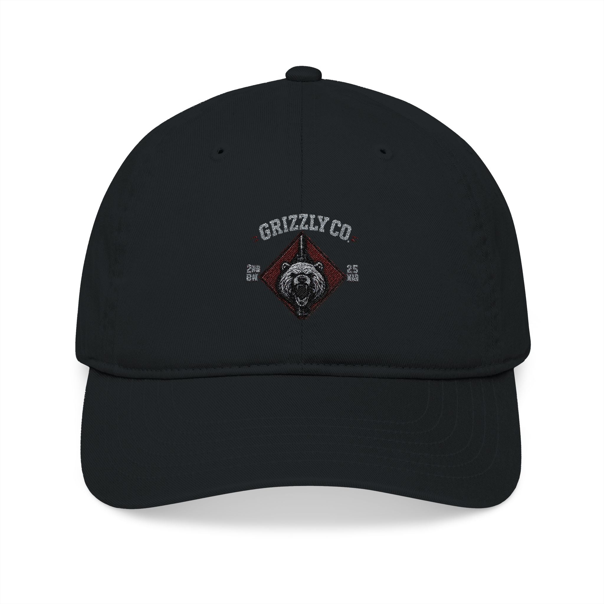 Embroidered Bear Crest Organic Baseball Cap — Eco Cotton Dad Hat