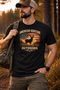 American Heritage Outdoors T-Shirt — Patriotic Deer Hunting Tee (Est. 1776)