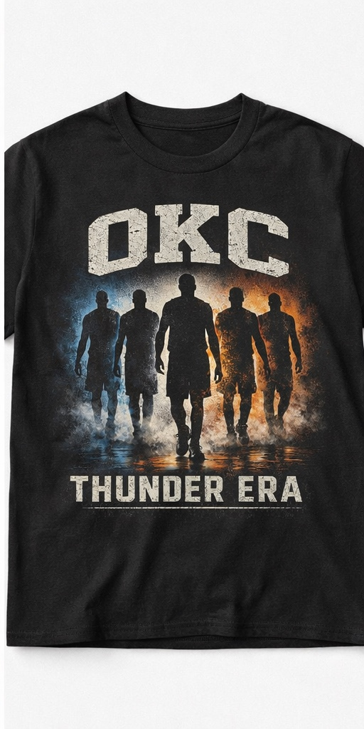 OKC Thunder Era T-Shirt — Basketball Team Silhouette Tee