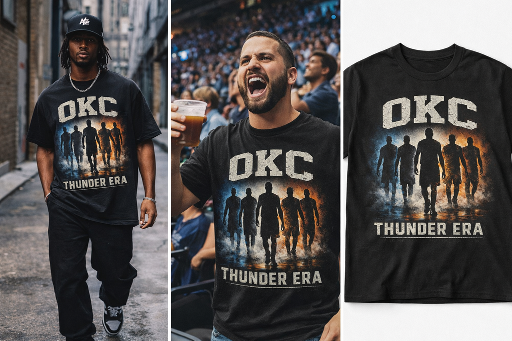 OKC Thunder Era T-Shirt — Basketball Team Silhouette Tee