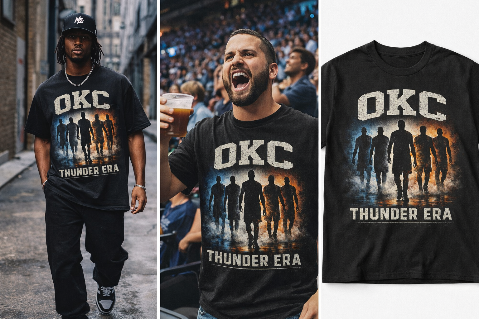 OKC Thunder Era T-Shirt — Basketball Team Silhouette Tee