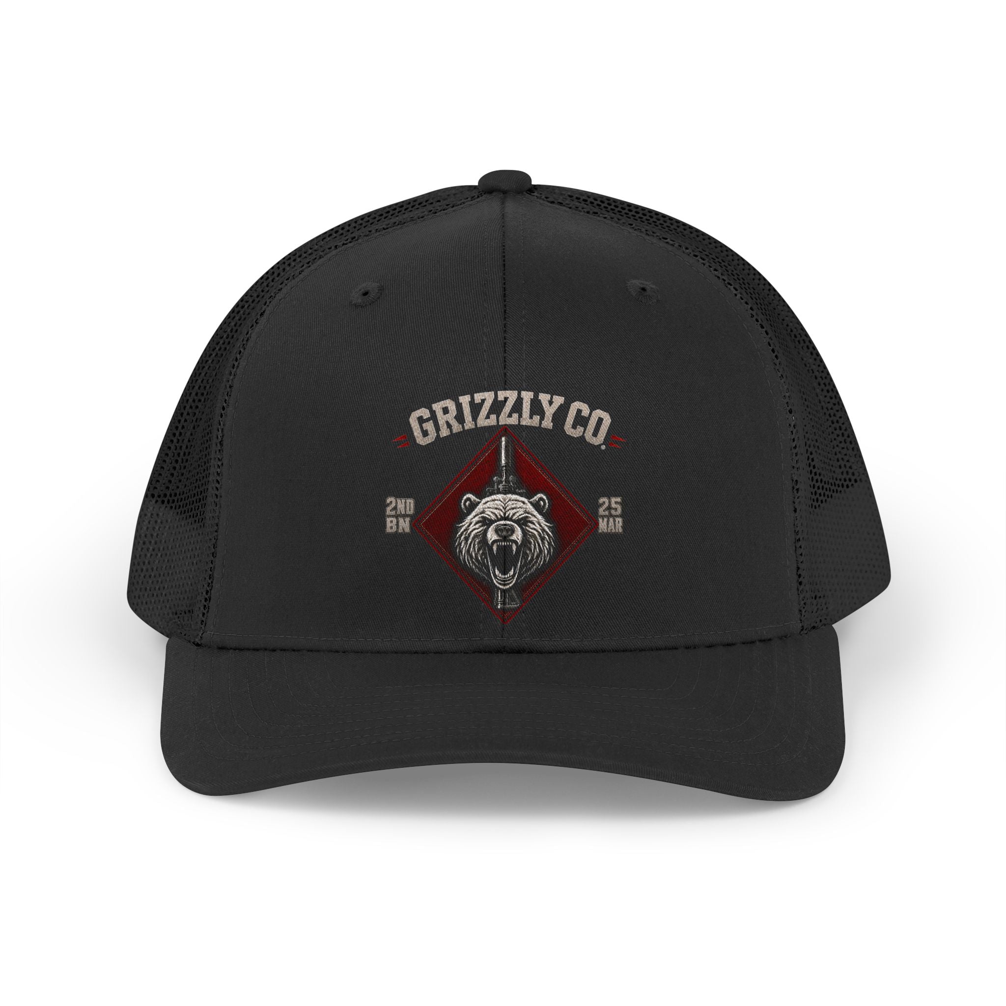 Trucker Hat — Retro Roaring Bear Embroidered Mesh Cap