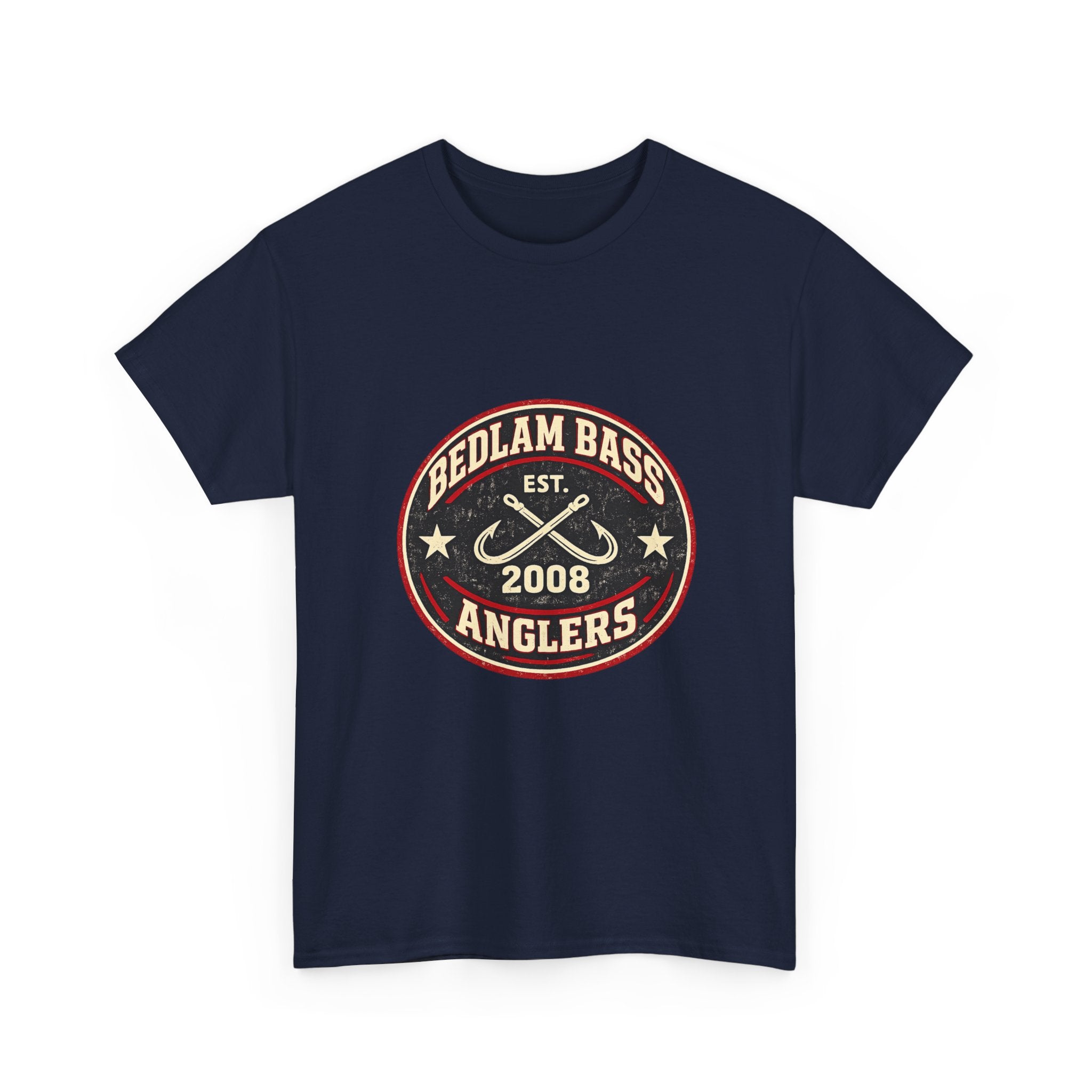 Bass Anglers T-Shirt — "Bedlam Bass Anglers Est. 2008" Vintage Fishing Tee