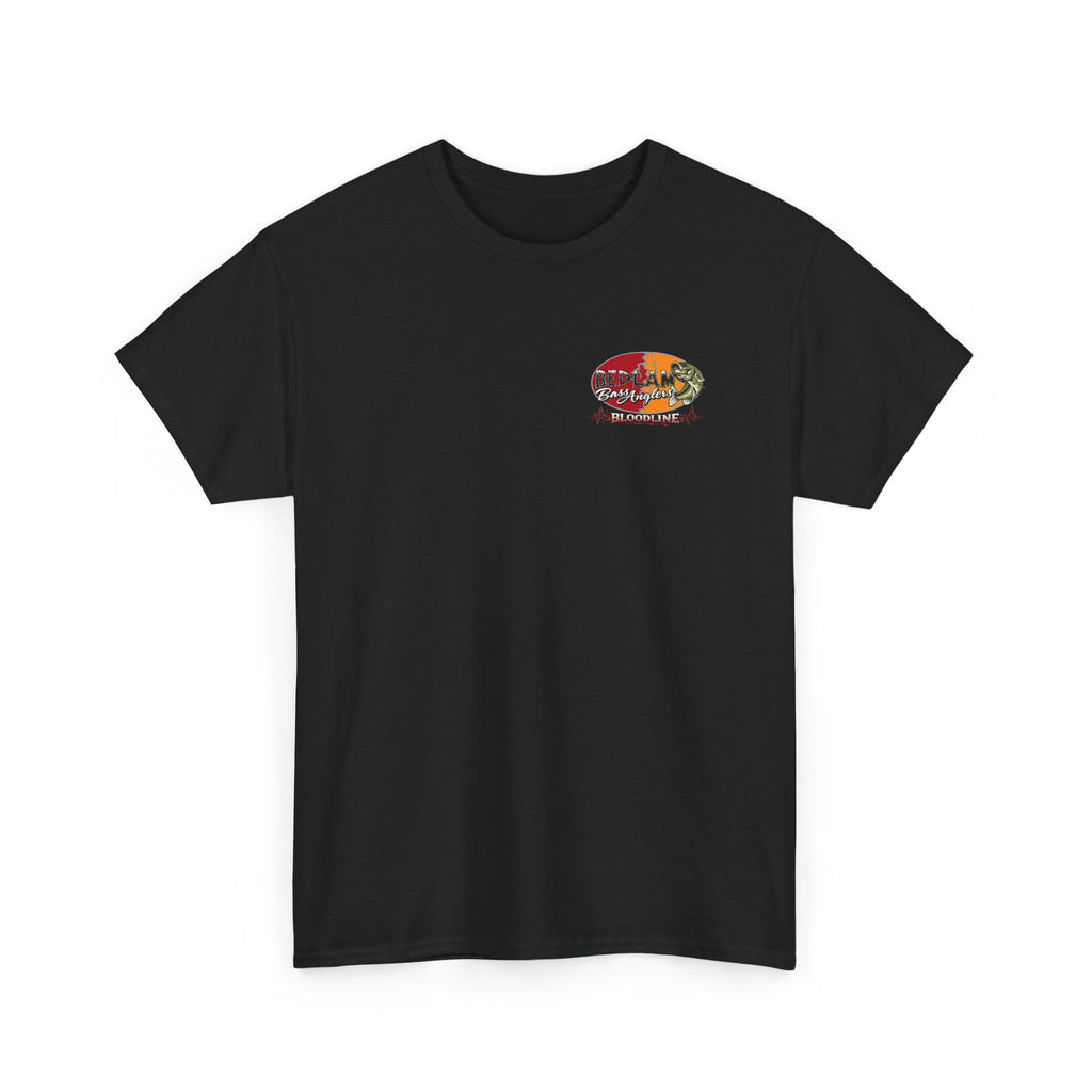 Fishing Bass Graphic Tee — "Red Lake Bassington" Vintage Sunset T-Shirt