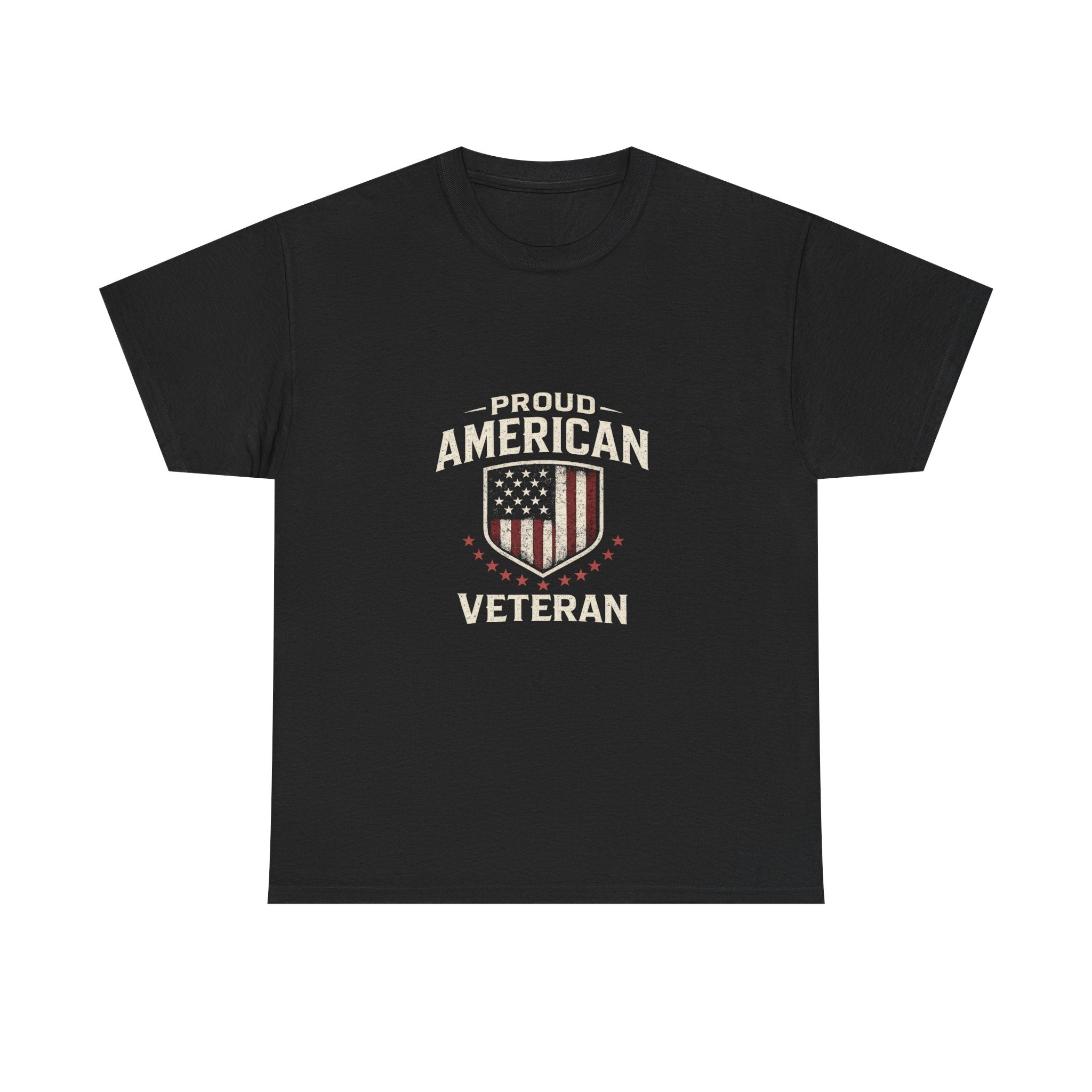 Proud American Veteran T-Shirt — Flag Shield Military Tribute Tee