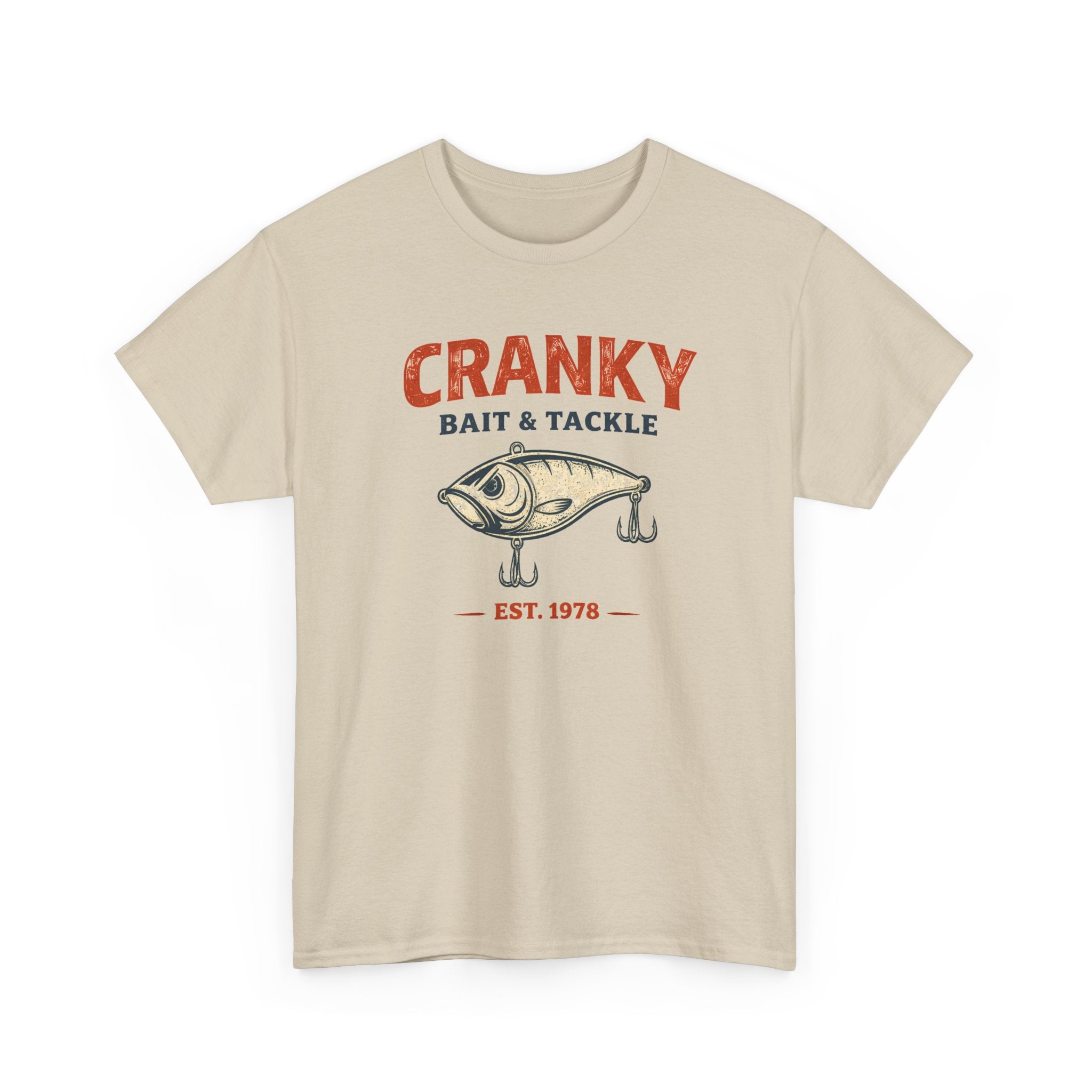 Cranky Bait & Tackle Fishing T‑Shirt – Vintage Lure Graphic, Est. 1978
