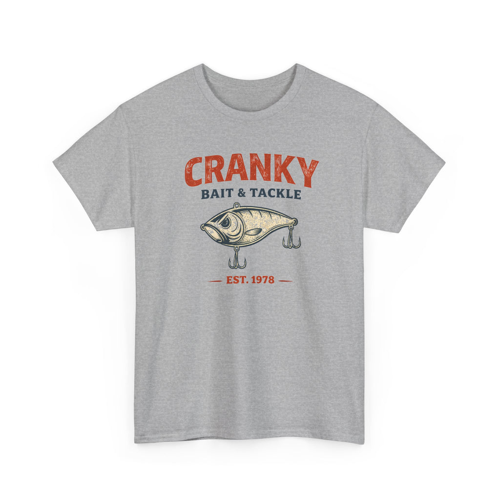 Cranky Bait & Tackle Fishing T‑Shirt – Vintage Lure Graphic, Est. 1978