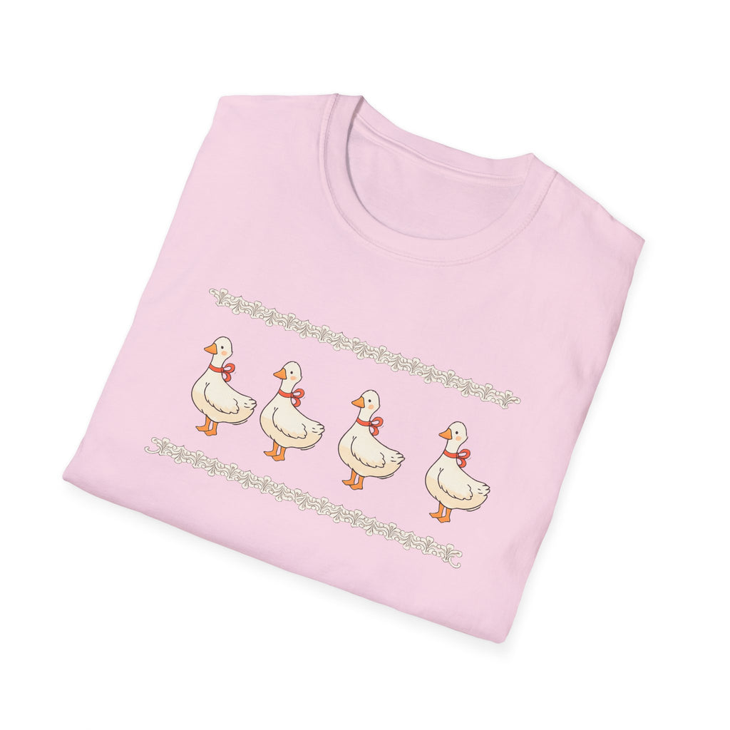 Cute Duck Row Graphic T-Shirt — Whimsical Farm Animal Tee