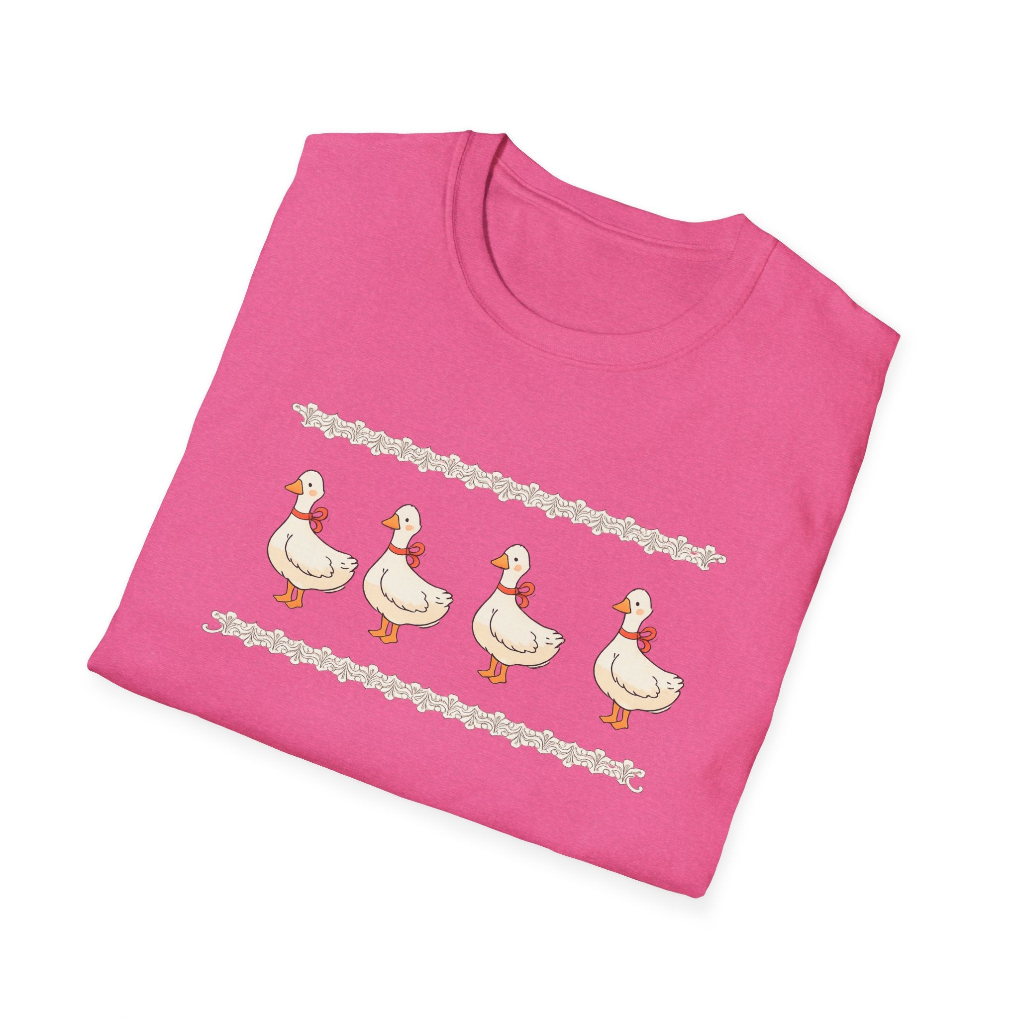 Cute Duck Row Graphic T-Shirt — Whimsical Farm Animal Tee