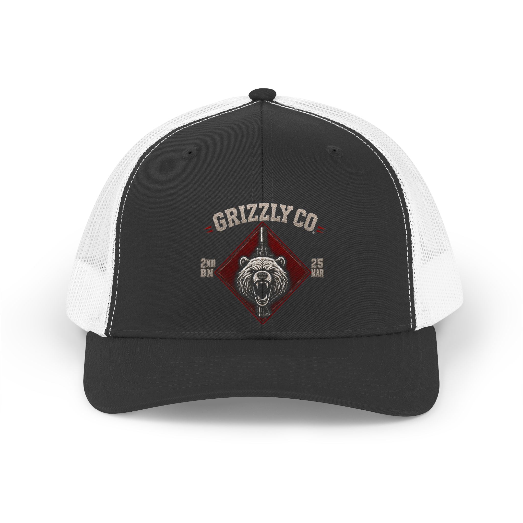 Trucker Hat — Retro Roaring Bear Embroidered Mesh Cap