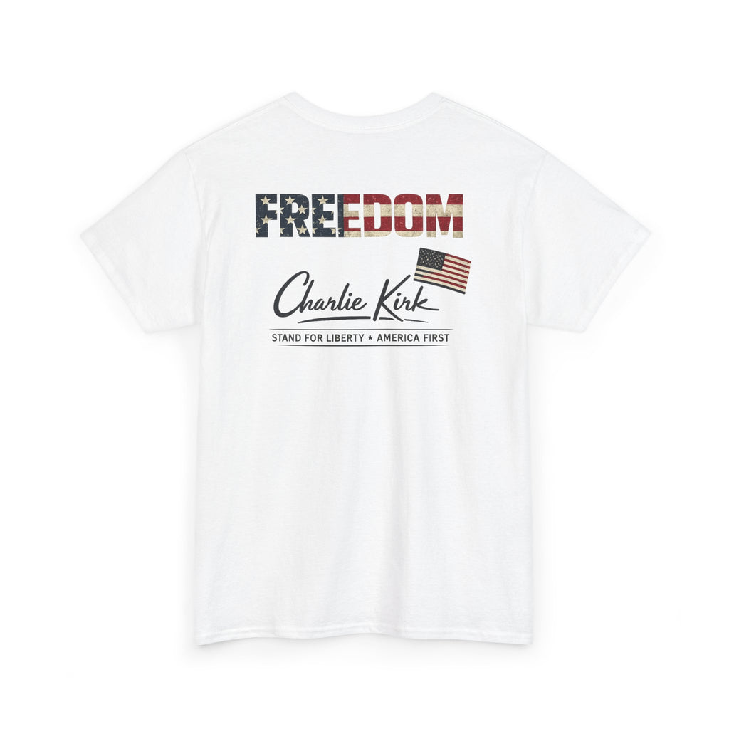 Freedom Charlie Kirk T-Shirt — Patriotic American Flag Graphic Tee