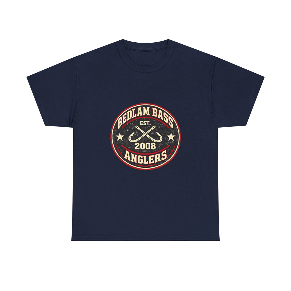 Bass Anglers T-Shirt — "Bedlam Bass Anglers Est. 2008" Vintage Fishing Tee