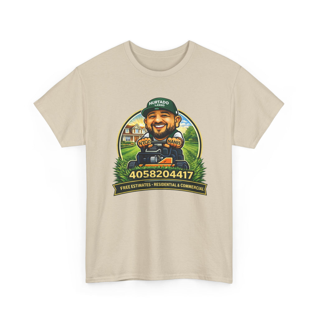 Lawn Care Mascot T-Shirt – Personalized Phone Number Garden Mower Tee